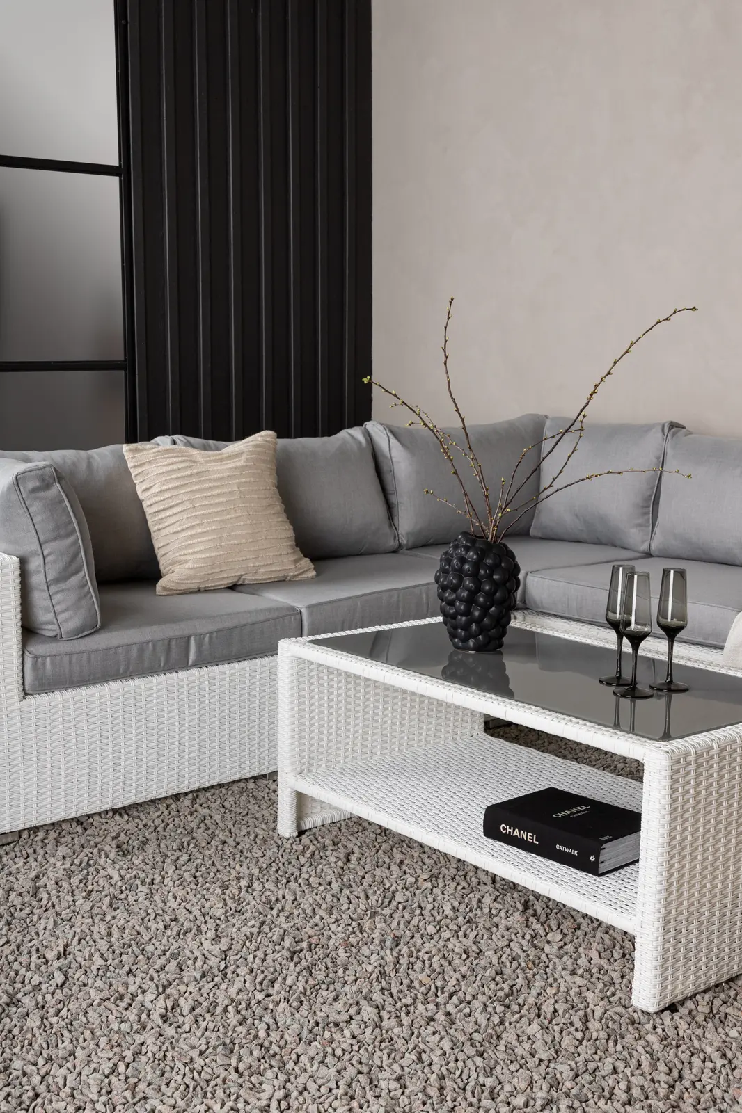 Garten Lounge-Set Amazon aus Geflecht und Glas in Weiss/Grau - Image 2