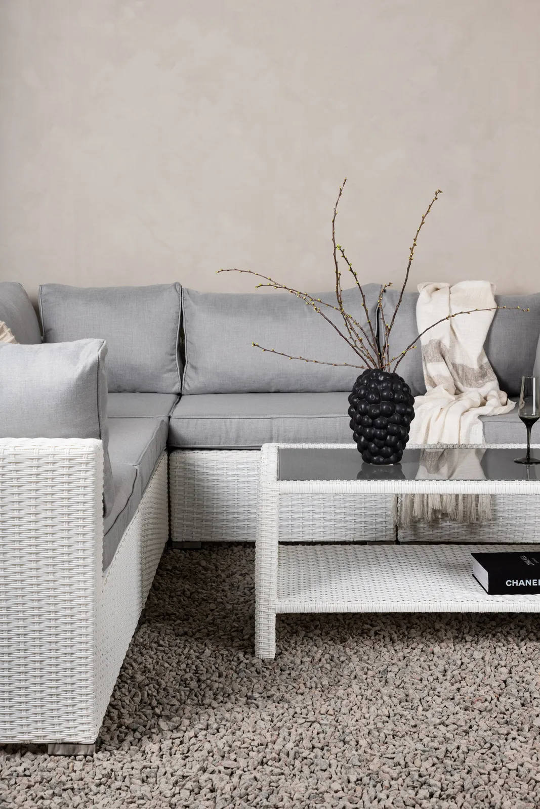 Garten Lounge-Set Amazon aus Geflecht und Glas in Weiss/Grau - Image 3