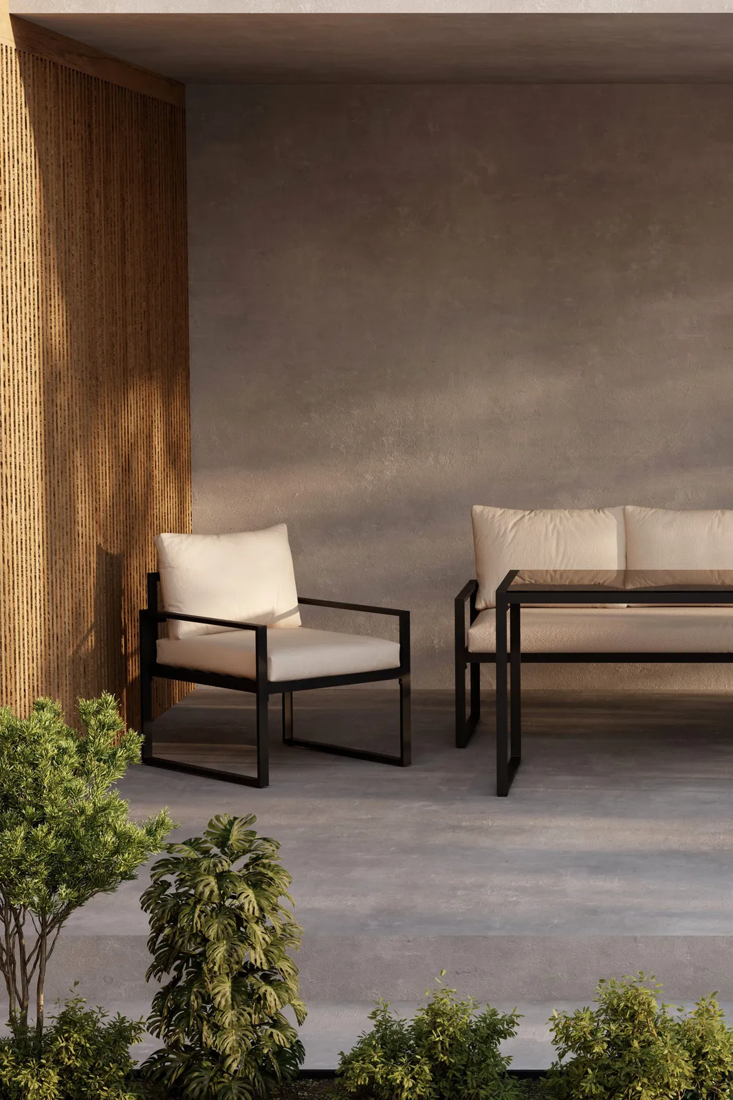 Garten Lounge-Set Catania aus Stahl in Schwarz/Beige - Image 3