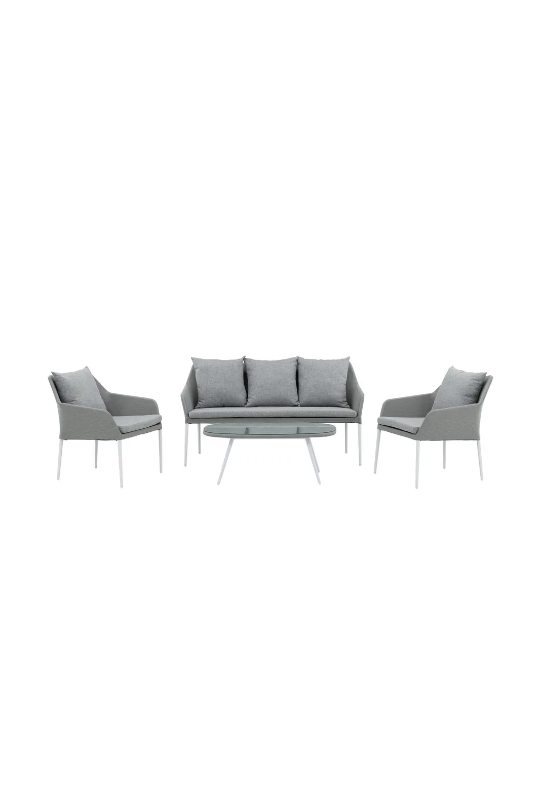Garten Lounge-Set Spoga aus Aluminium, Polyester und Glas in Grau und Weiss