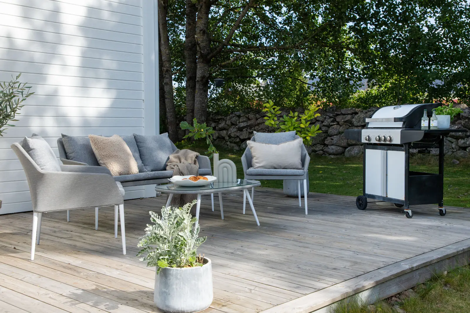 Garten Lounge-Set Spoga aus Aluminium, Polyester und Glas in Grau und Weiss - Image 2