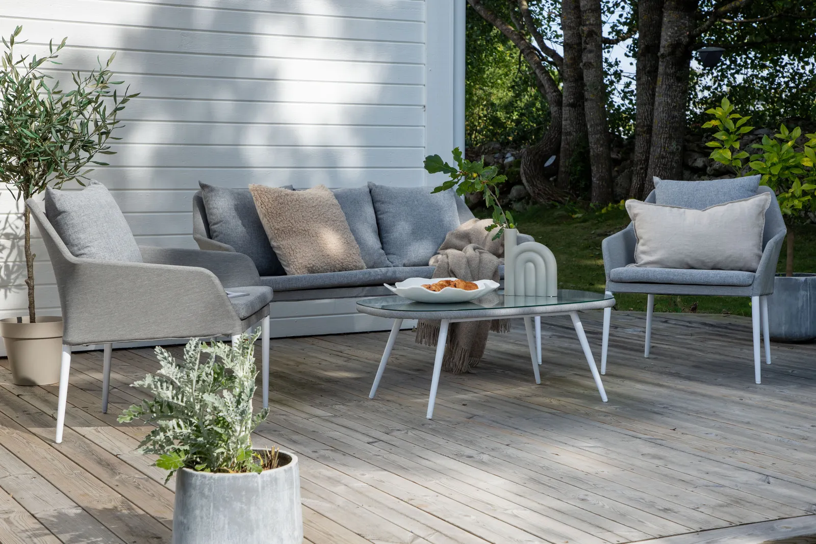 Garten Lounge-Set Spoga aus Aluminium, Polyester und Glas in Grau und Weiss - Image 3