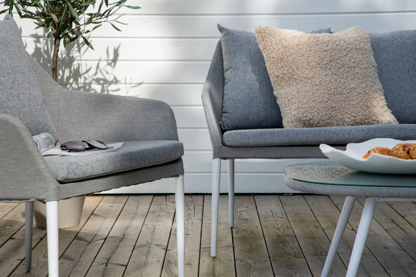 Garten Lounge-Set Spoga aus Aluminium, Polyester und Glas in Grau und Weiss - Image 4