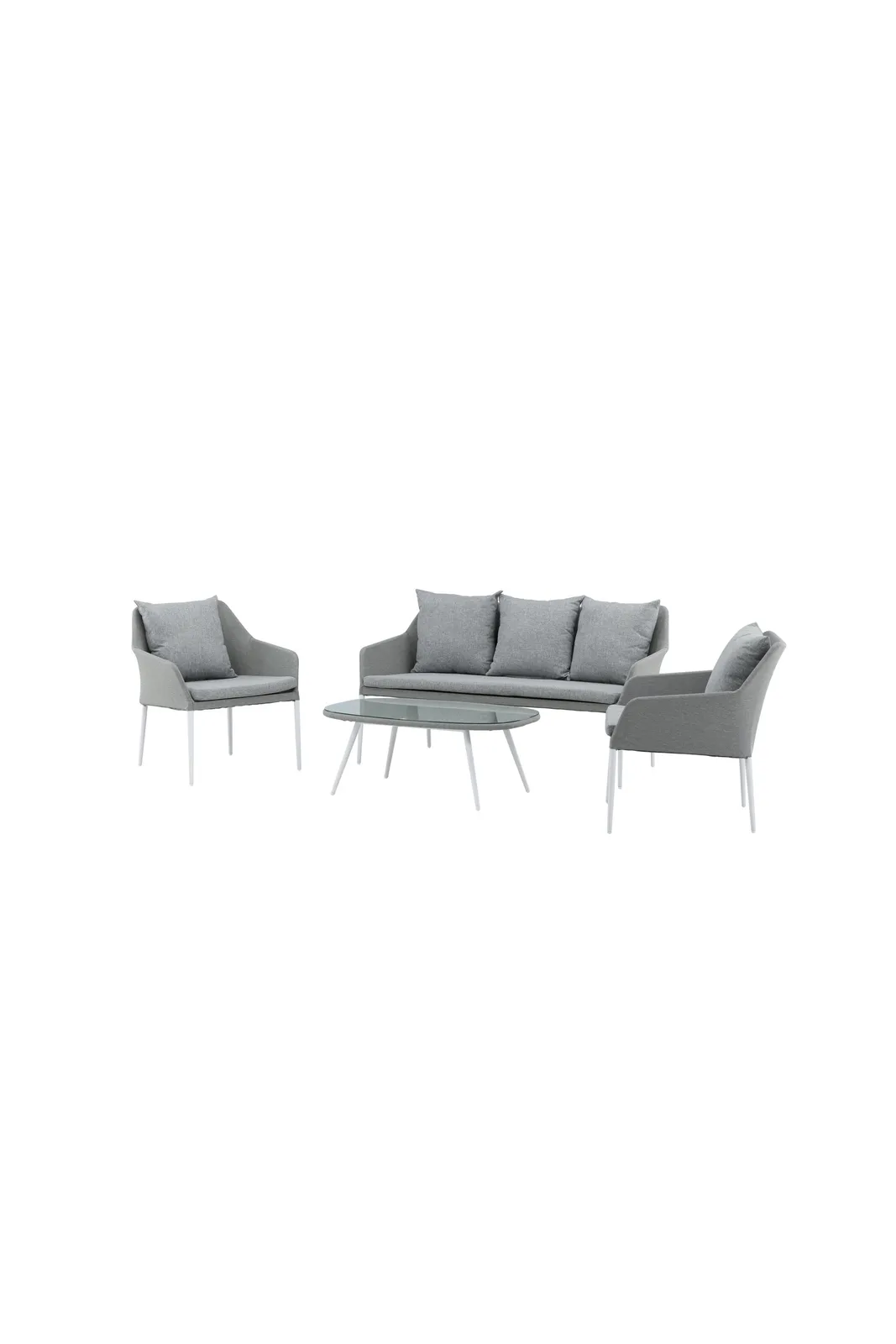 Garten Lounge-Set Spoga aus Aluminium, Polyester und Glas in Grau und Weiss - Image 7