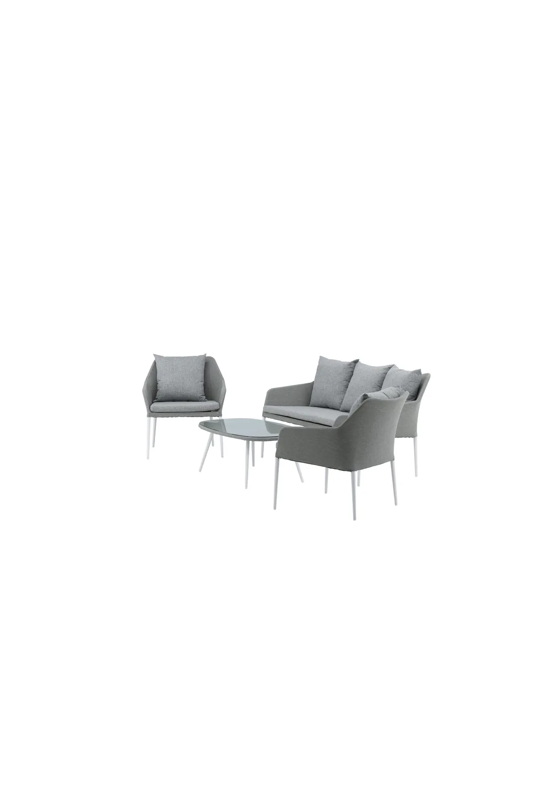Garten Lounge-Set Spoga aus Aluminium, Polyester und Glas in Grau und Weiss - Image 8