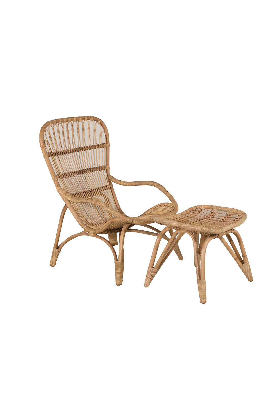 Garten Sessel Ella aus Rattan mit Offwhite Kissen und Fusshocker - Image 6