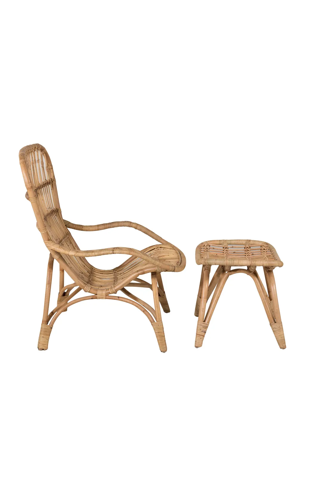 Garten Sessel Ella aus Rattan mit Offwhite Kissen und Fusshocker - Image 7