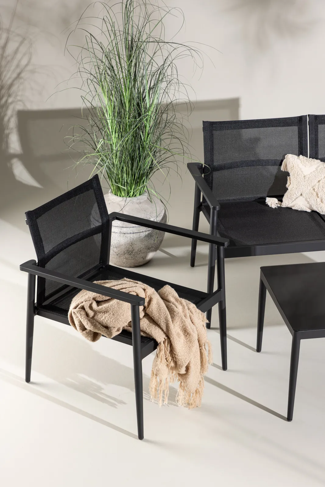 Garten Set Break aus Aluminium und Textilene in Schwarz - Image 4