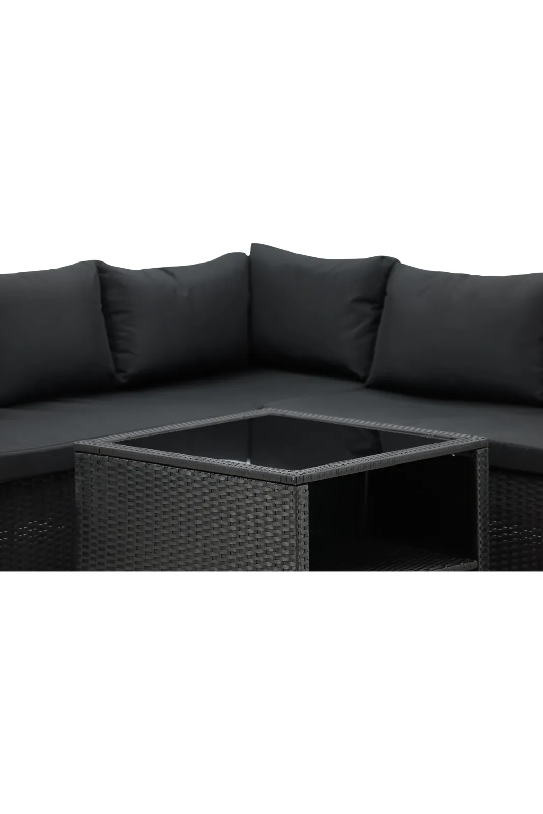 Garten Set Haiti aus schwarzem Geflecht mit schwarzen Polyesterkissen - Image 11