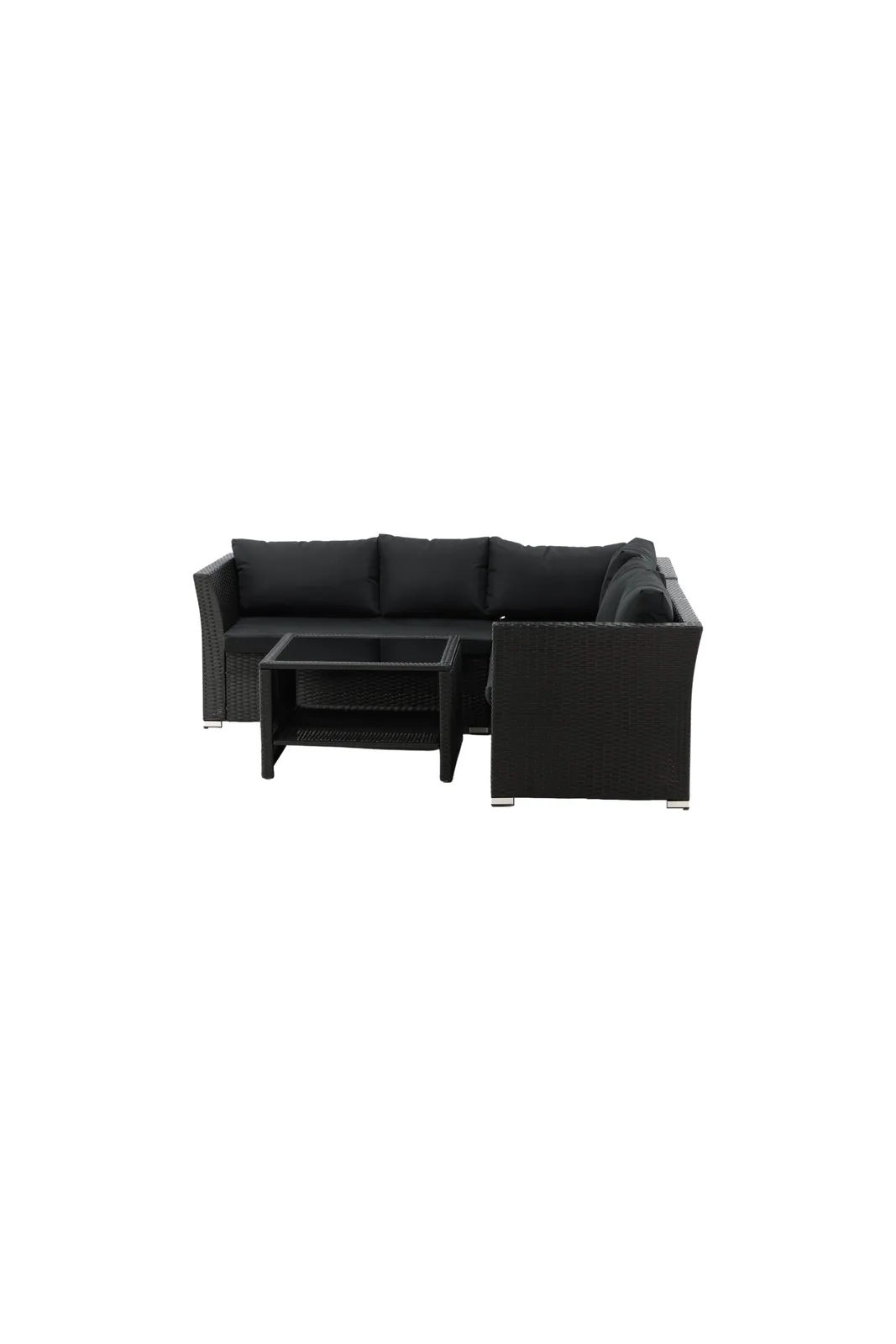 Garten Set Haiti aus schwarzem Geflecht mit schwarzen Polyesterkissen - Image 4