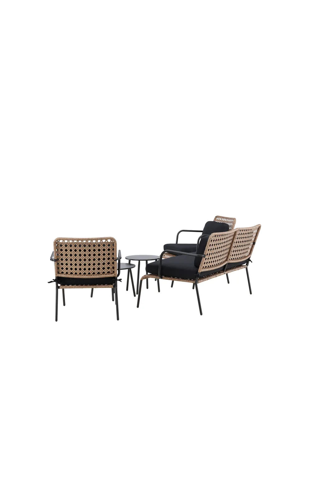 Garten Sitzgruppen-Set Paola aus Stahl und Naturgeflechtrattan in Schwarz und Natur - Image 10