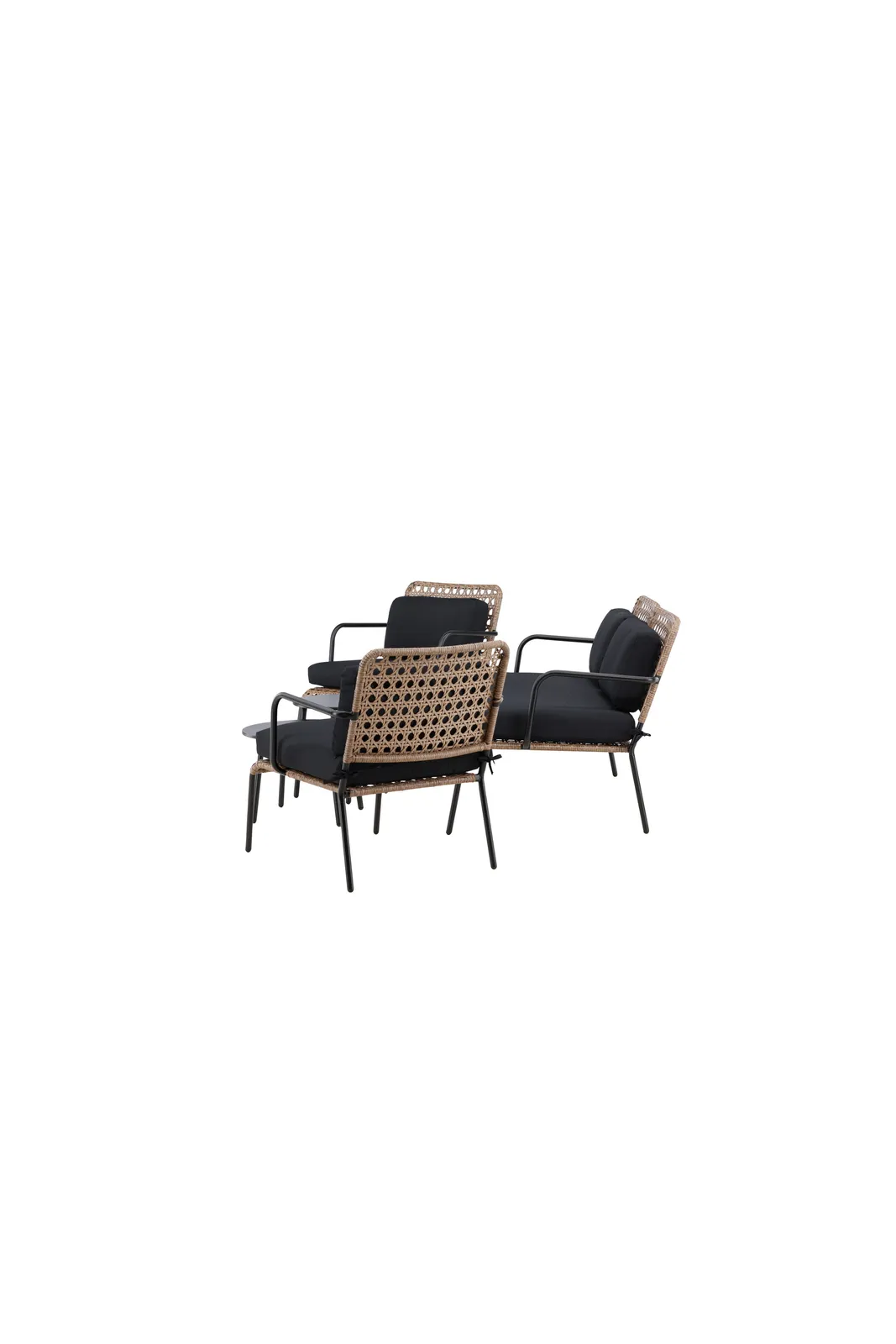 Garten Sitzgruppen-Set Paola aus Stahl und Naturgeflechtrattan in Schwarz und Natur - Image 9