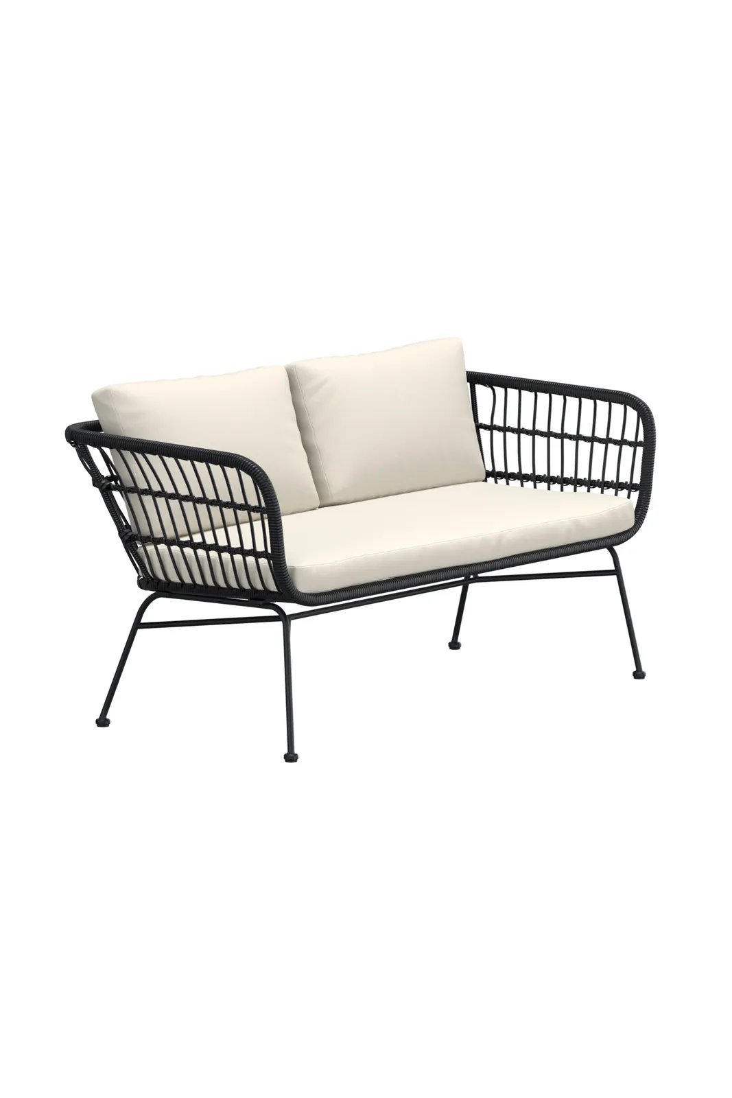 Garten Sofa Isola aus Stahl und Rattan in Schwarz und Beige, 140×67×71 cm - Image 3