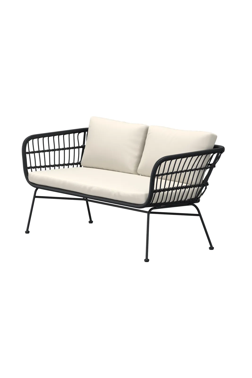 Garten Sofa Isola aus Stahl und Rattan in Schwarz und Beige, 140×67×71 cm - Image 4