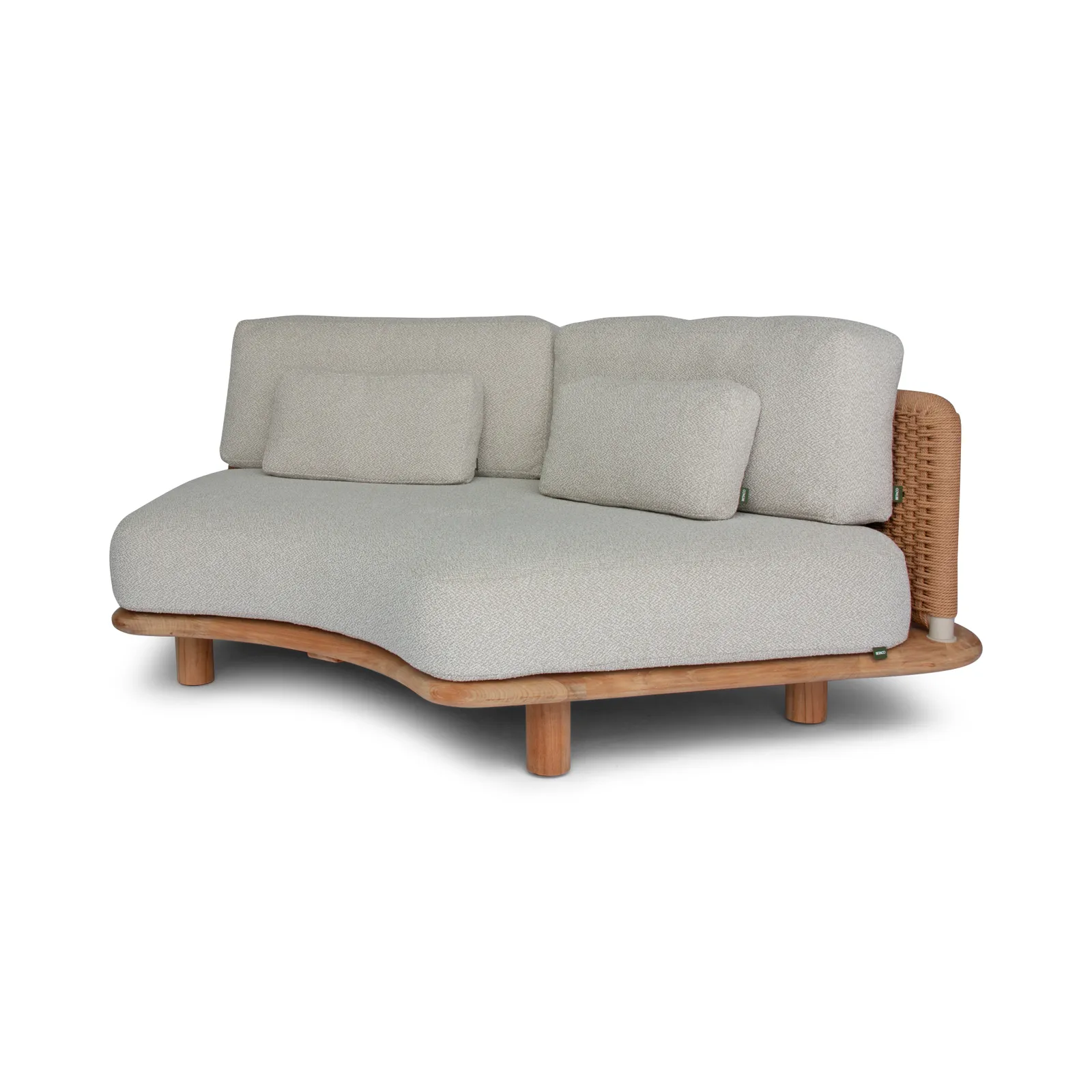 Garten Sofa Orosei, Mittelstück, aus Naturteak und Seil in Natur, 218×126×63 cm - Image 8