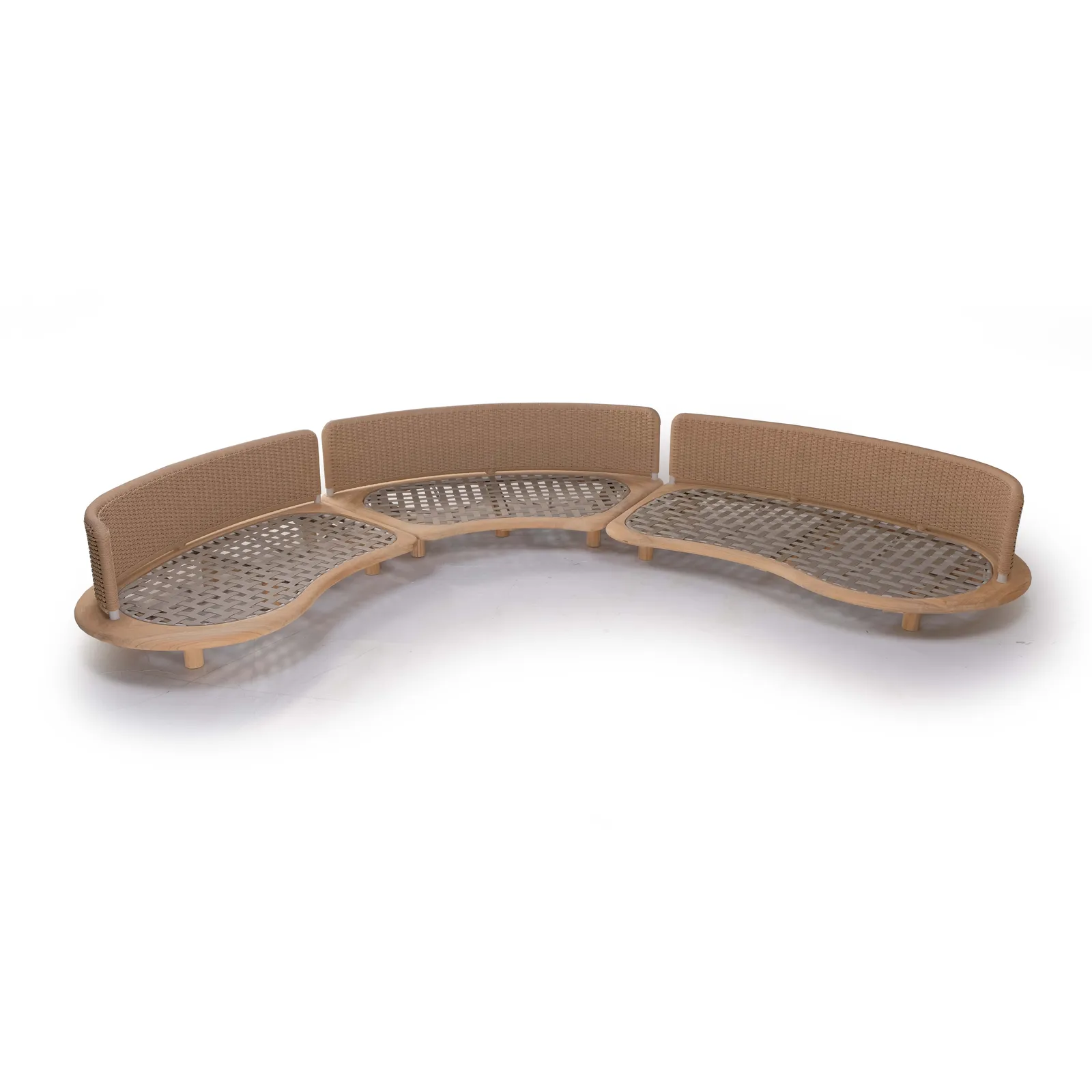 Garten Sofa Orosei, Rechte Seite, aus Naturteak und Seil in Natur, 115×187×63 cm - Image 20