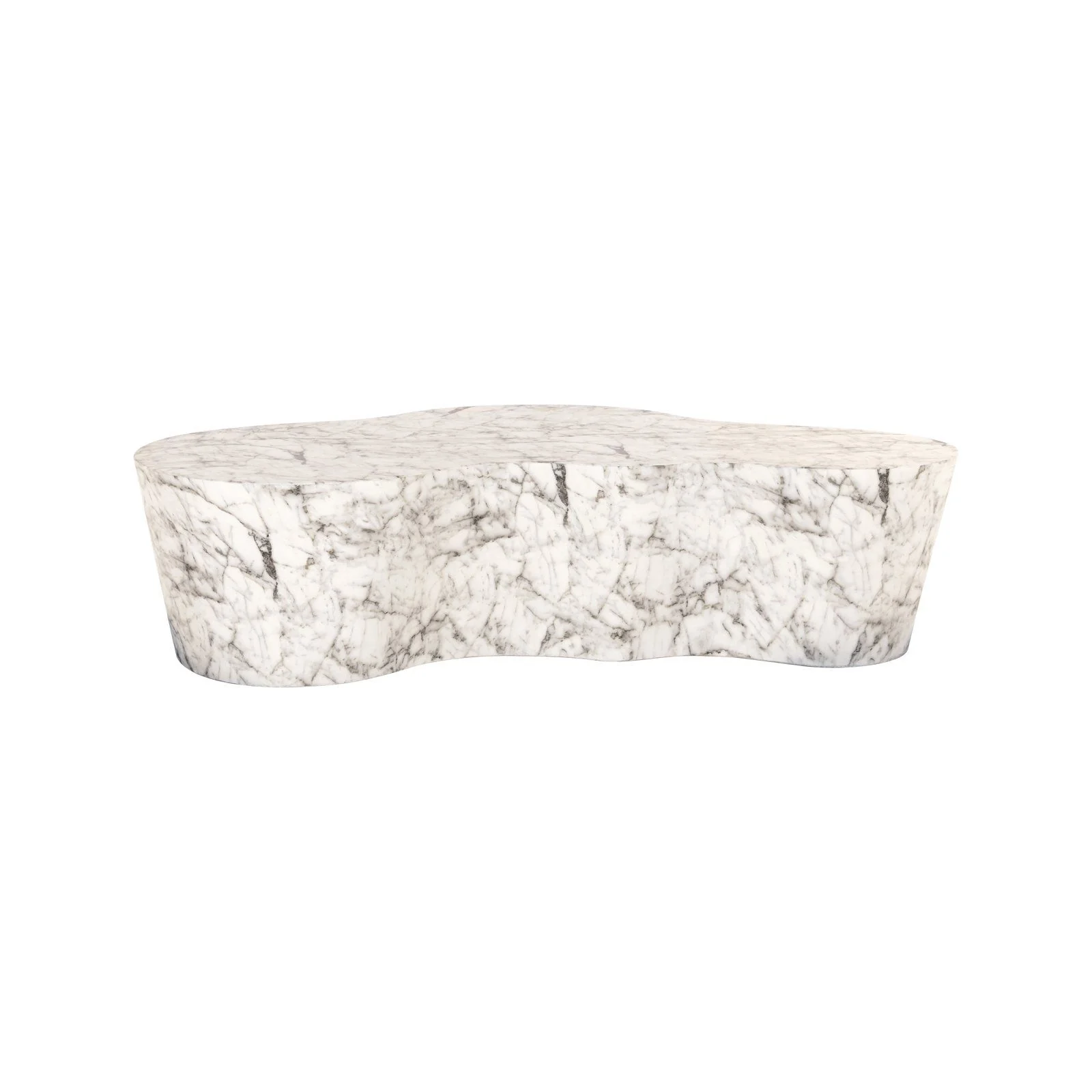 Gartencouchtisch Rockyard mit Marmorlook in weiß, 151x92x37 cm - Image 2