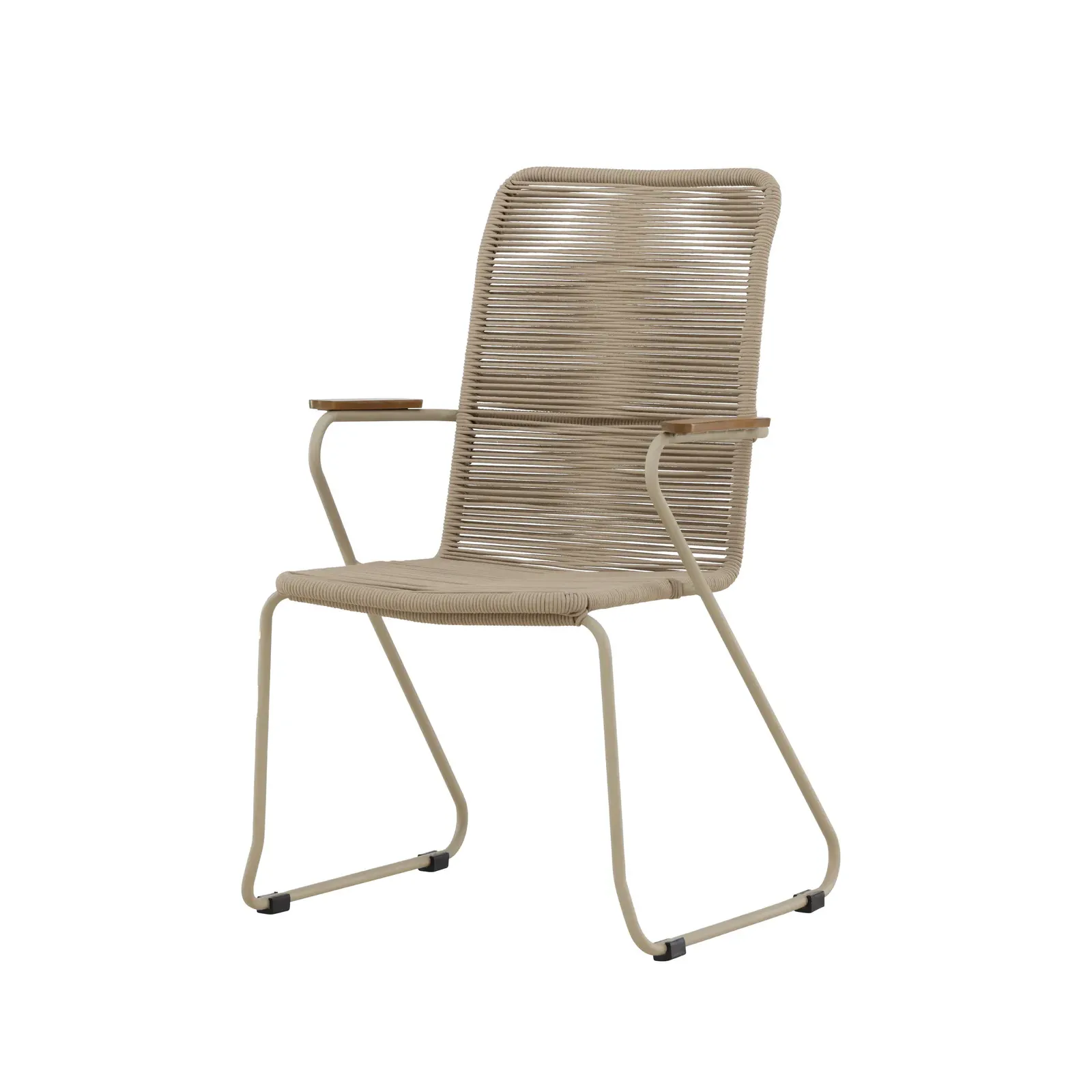 Gartenstuhl Bois aus Stahl, Seil und Akazie in Beige