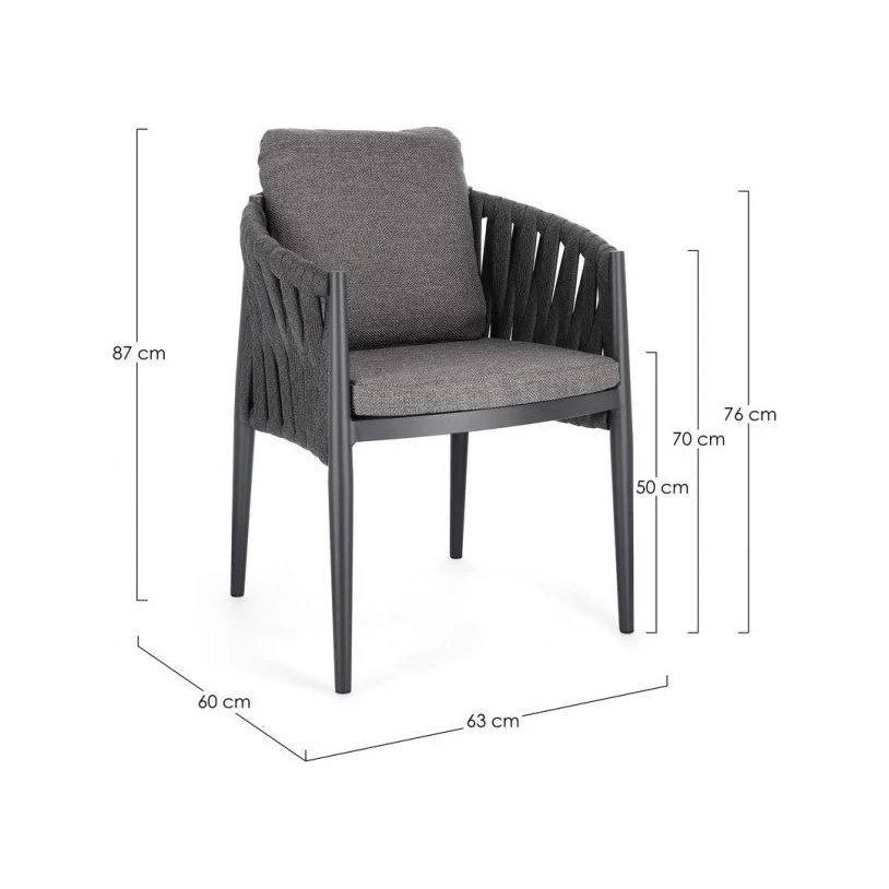 Gartenstuhl Jacinta mit Armlehne und Kissen Anthrazit WG21 - Image 3
