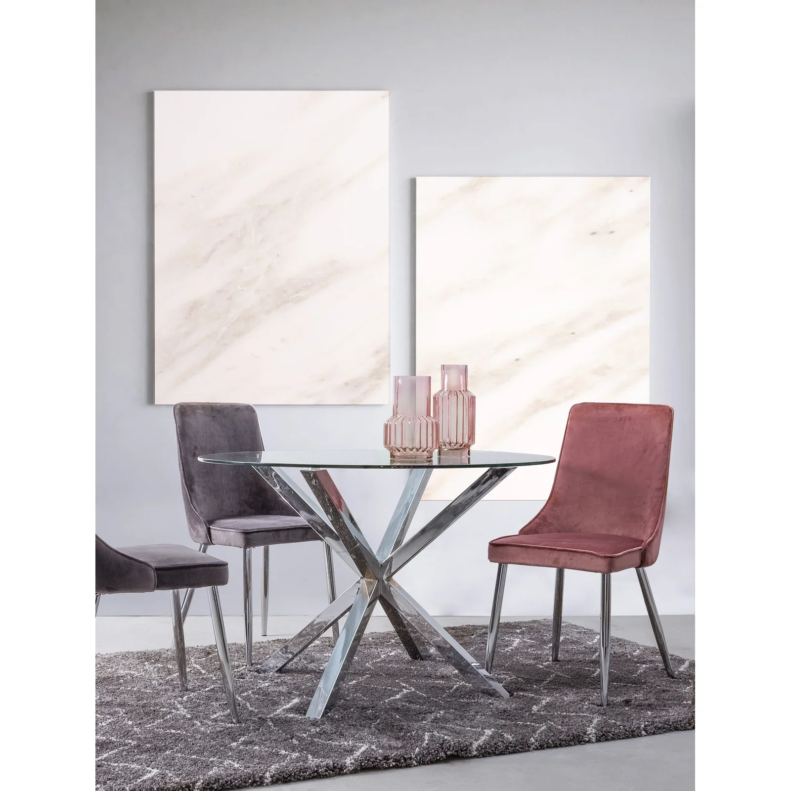 Esstisch mit Stahlbeinen 114cm Glastisch May - Image 2