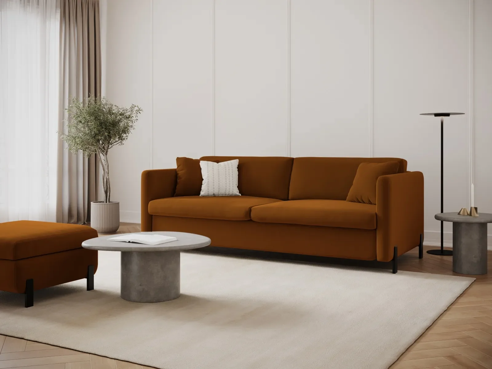Gloria 2-Sitzer Sofa, ausklappbar, mit Schlaffunktion, mit Bezug aus Samt oder Strukturstoff, 182x102 cm - Image 75