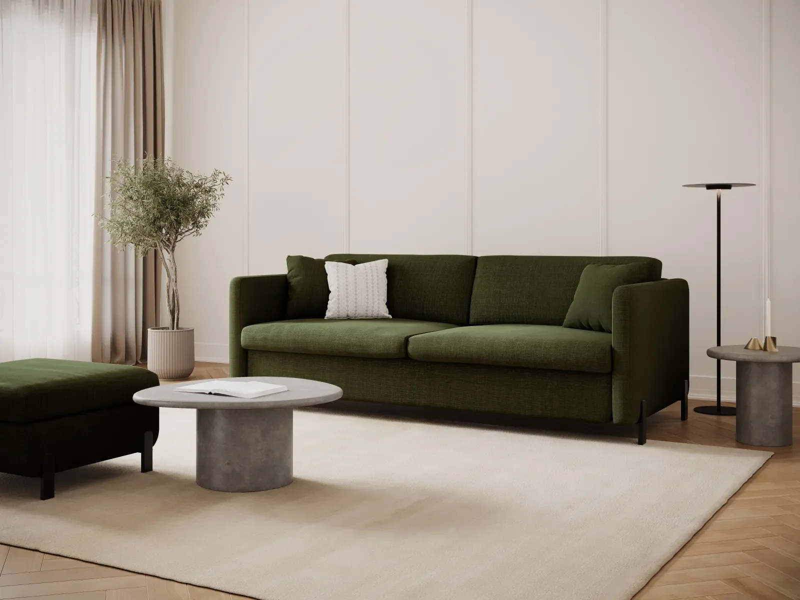 Gloria 2-Sitzer Sofa, ausklappbar, mit Schlaffunktion, mit Bezug aus Samt oder Strukturstoff, 182x102 cm - Image 9