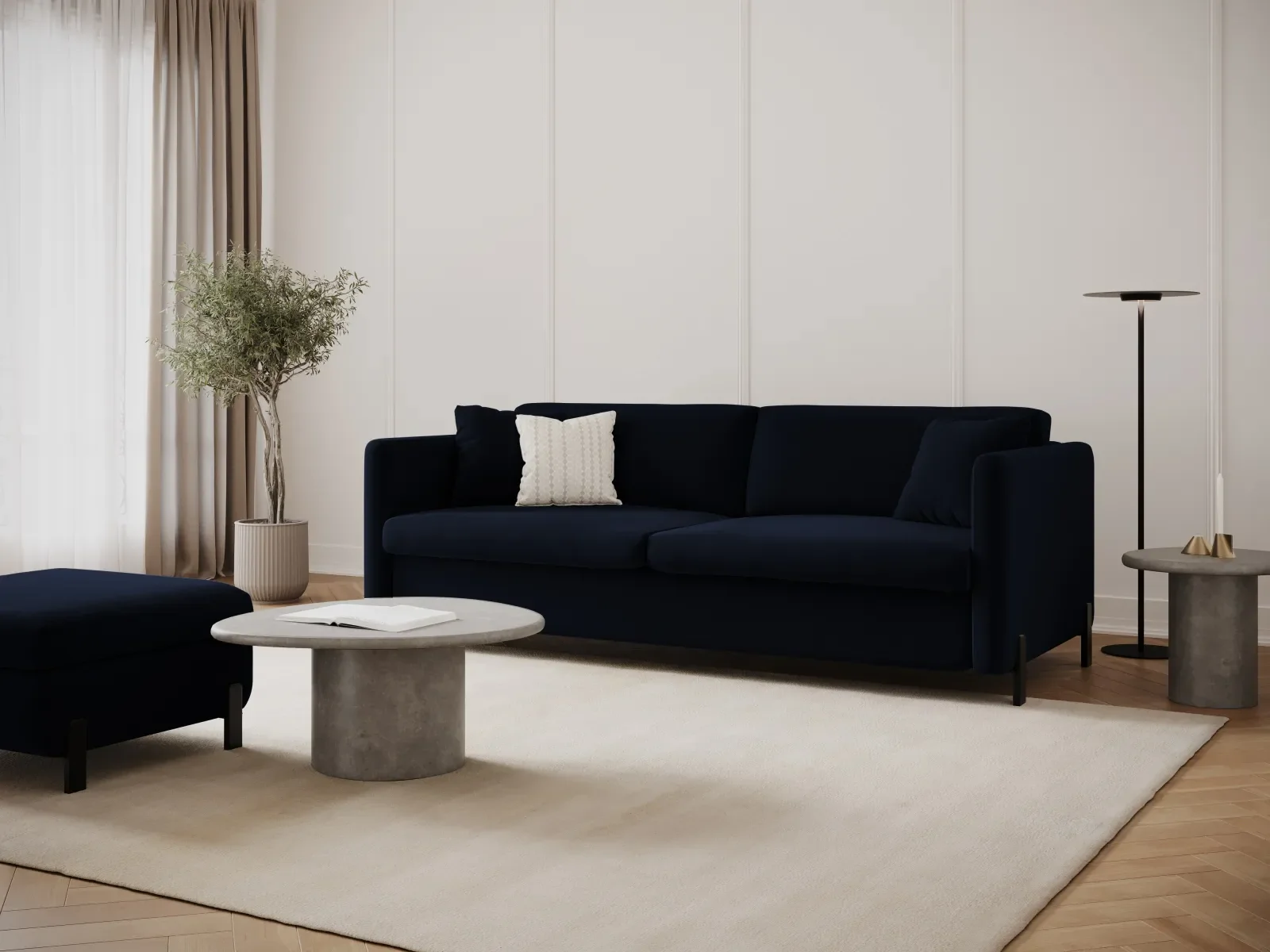 Gloria 3-Sitzer Sofa, ausklappbar, mit Schlaffunktion, mit Bezug aus Samt oder Strukturstoff, 202x102 cm - Image 63