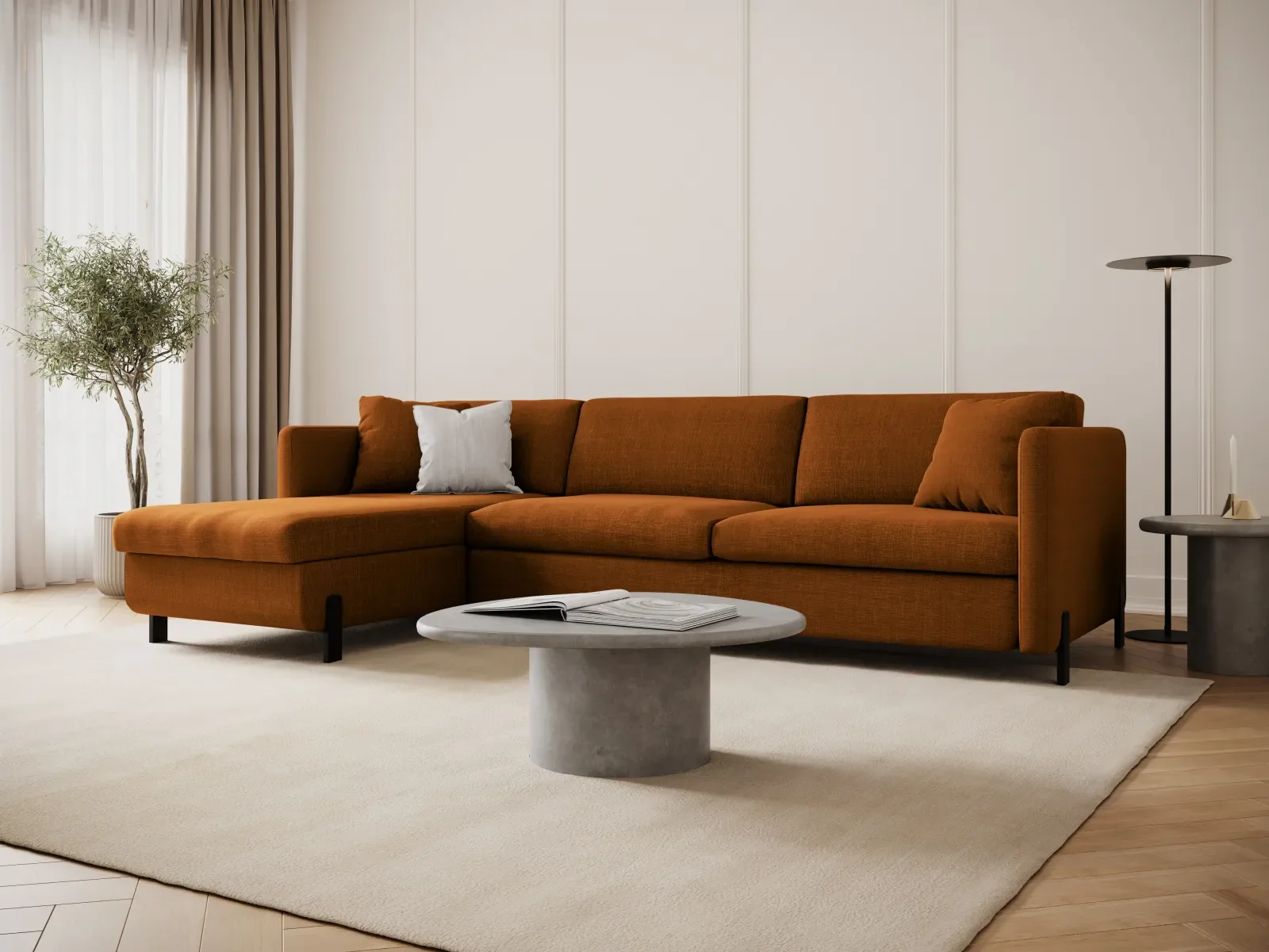 Gloria 4-Sitzer Ecksofa Links, ausklappbar, mit Schlaffunktion, mit Bezug aus Samt oder Strukturstoff, 260x170 cm - Image 16