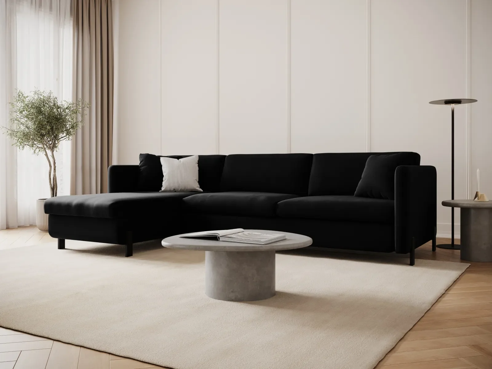 Gloria 4-Sitzer Ecksofa Links, ausklappbar, mit Schlaffunktion, mit Bezug aus Samt oder Strukturstoff, 260x170 cm - Image 88