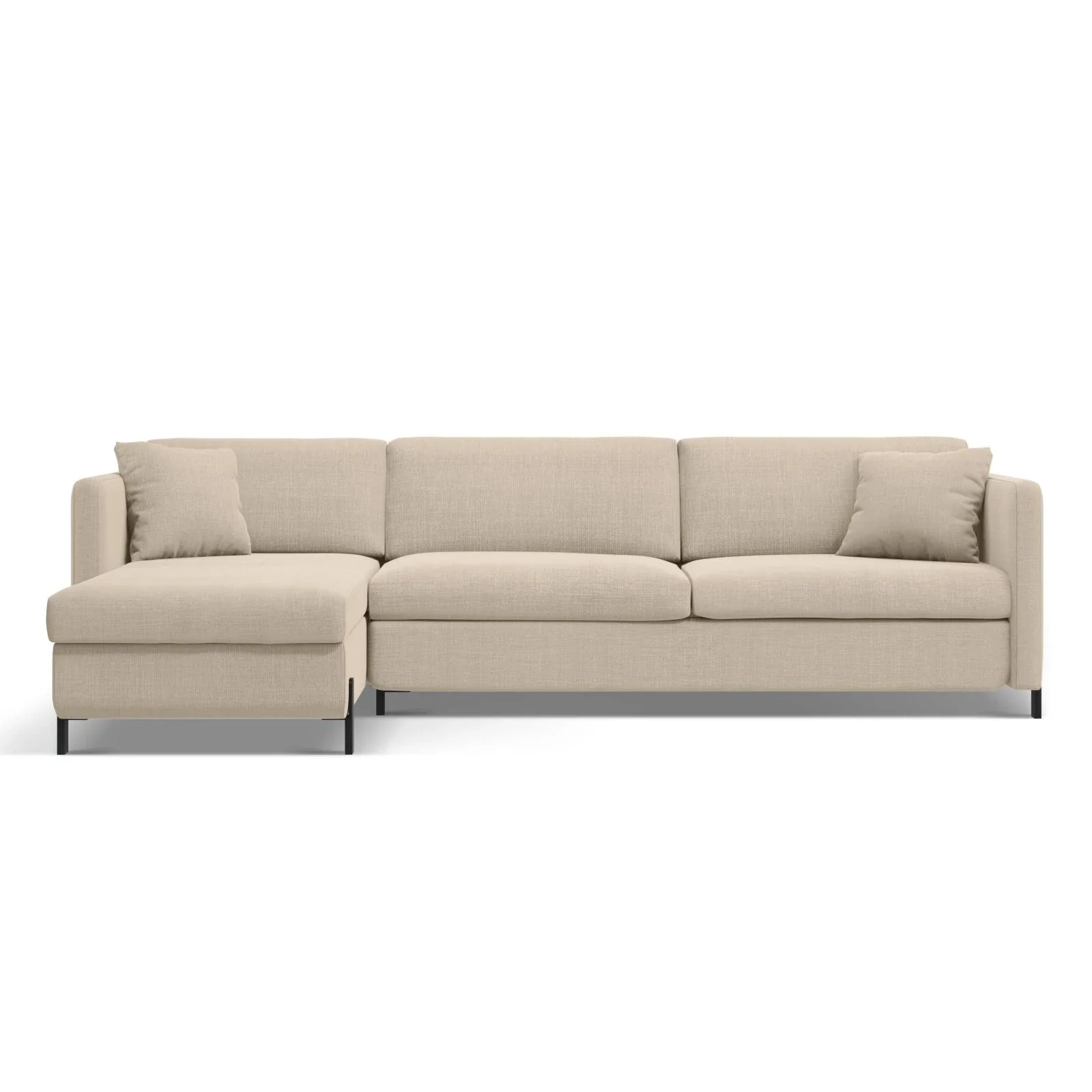 Gloria 4-Sitzer Ecksofa Links, ausklappbar, mit Schlaffunktion, mit Bezug aus Samt oder Strukturstoff, 280x170 cm