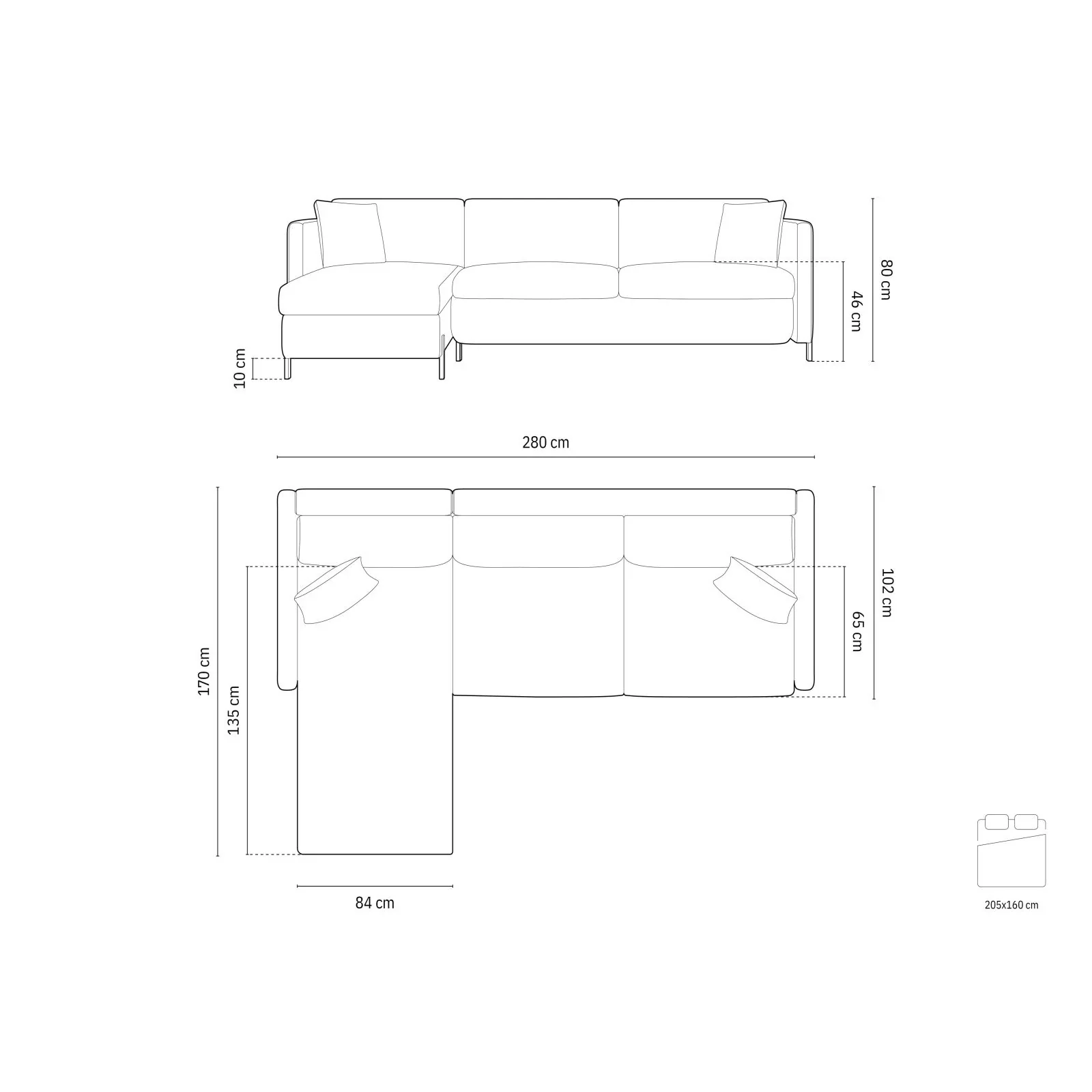 Gloria 4-Sitzer Ecksofa Links, ausklappbar, mit Schlaffunktion, mit Bezug aus Samt oder Strukturstoff, 280x170 cm - Image 28