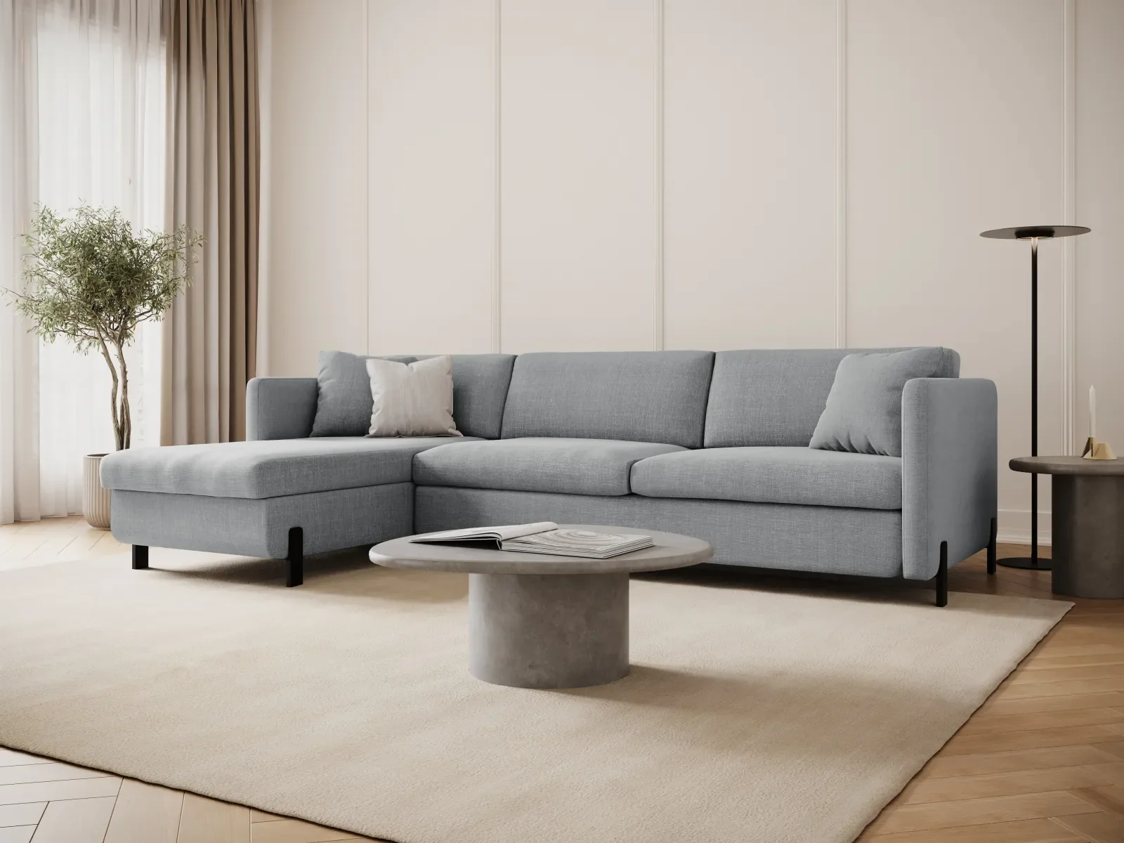 Gloria 4-Sitzer Ecksofa Links, ausklappbar, mit Schlaffunktion, mit Bezug aus Samt oder Strukturstoff, 280x170 cm - Image 30