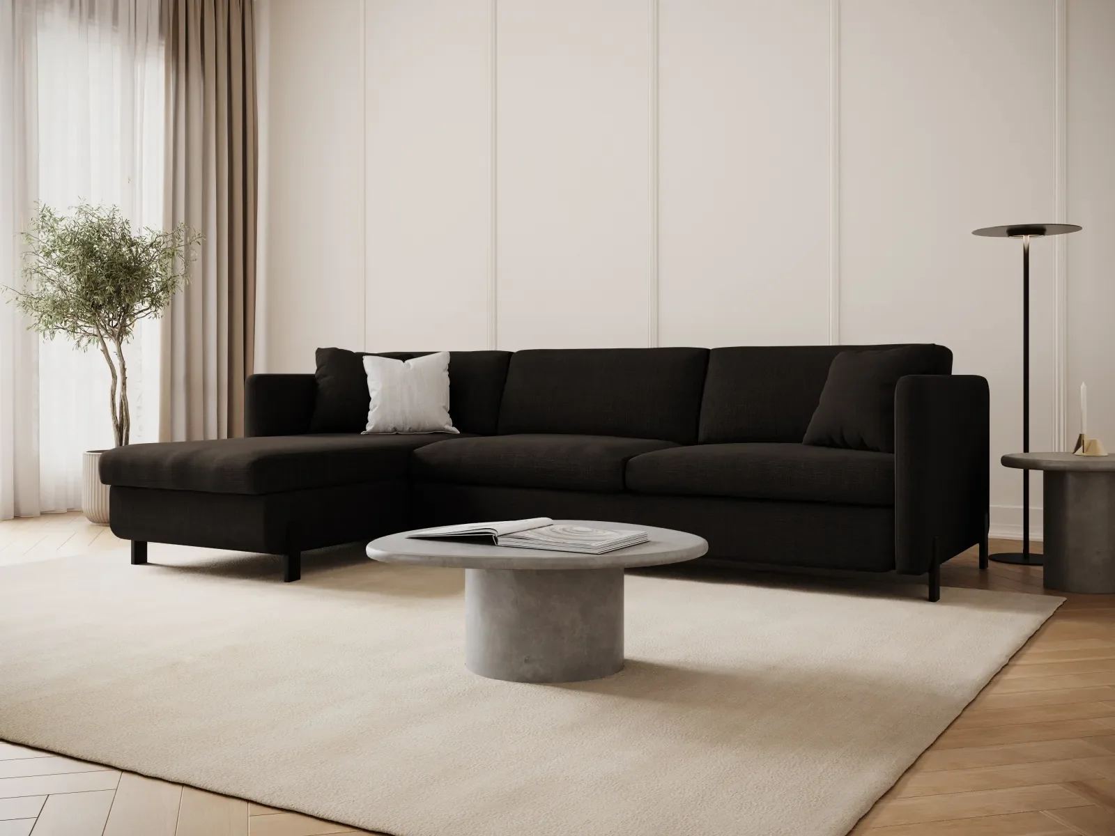 Gloria 4-Sitzer Ecksofa Links, ausklappbar, mit Schlaffunktion, mit Bezug aus Samt oder Strukturstoff, 280x170 cm - Image 37