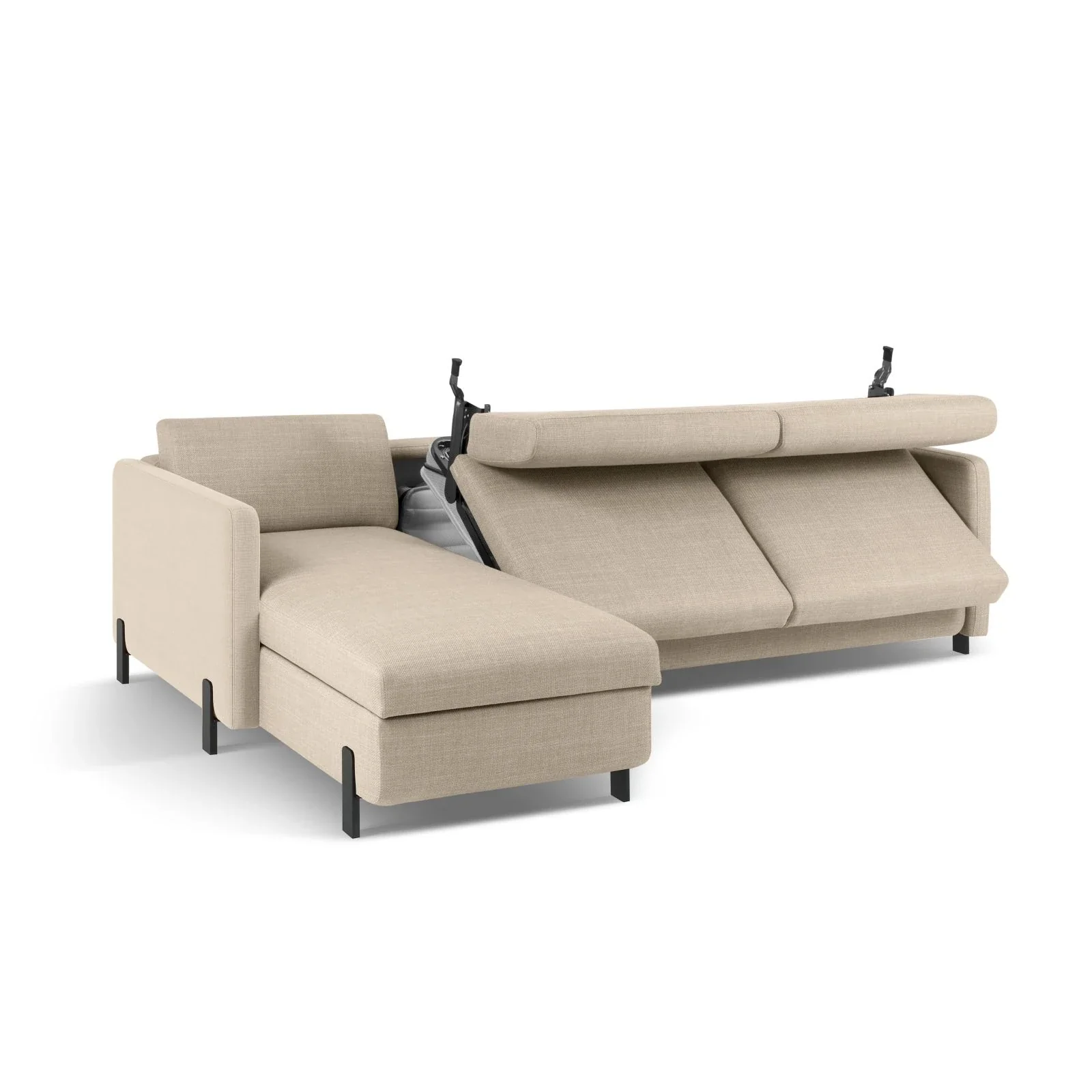 Gloria 4-Sitzer Ecksofa Links, ausklappbar, mit Schlaffunktion, mit Bezug aus Samt oder Strukturstoff, 280x170 cm - Image 4