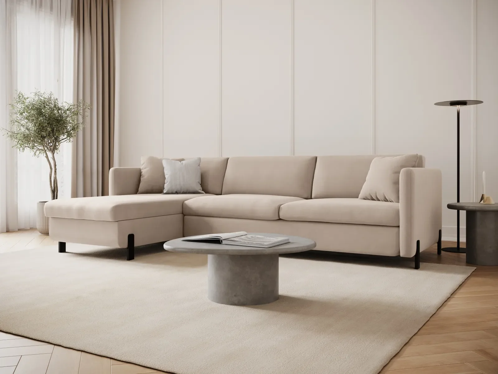Gloria 4-Sitzer Ecksofa Links, ausklappbar, mit Schlaffunktion, mit Bezug aus Samt oder Strukturstoff, 280x170 cm - Image 52