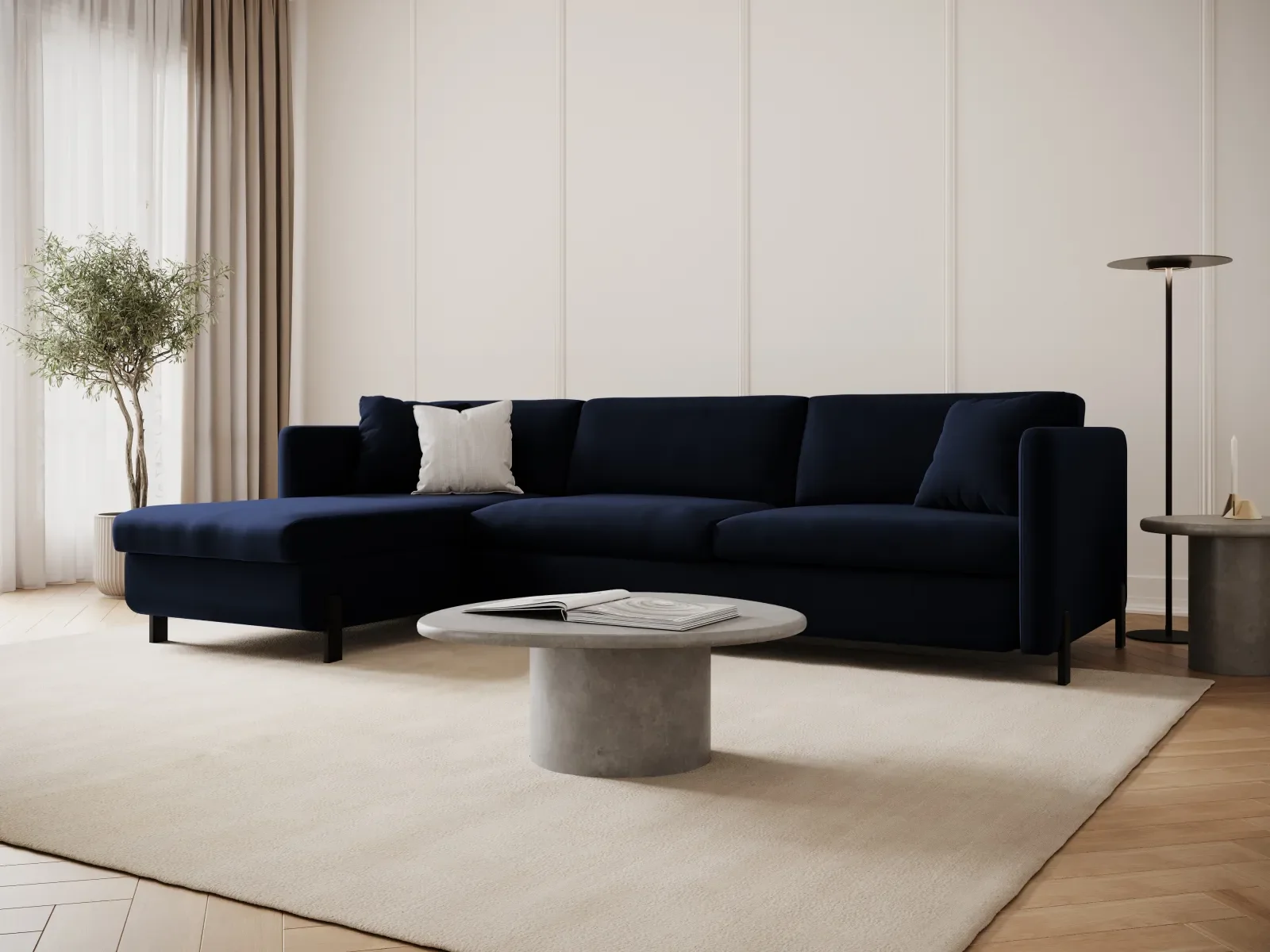 Gloria 4-Sitzer Ecksofa Links, ausklappbar, mit Schlaffunktion, mit Bezug aus Samt oder Strukturstoff, 280x170 cm - Image 64