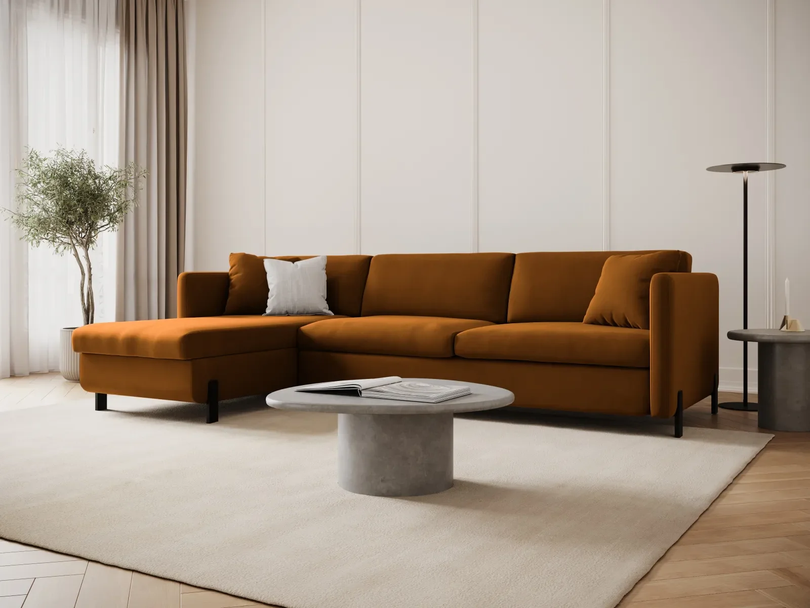 Gloria 4-Sitzer Ecksofa Links, ausklappbar, mit Schlaffunktion, mit Bezug aus Samt oder Strukturstoff, 280x170 cm - Image 76