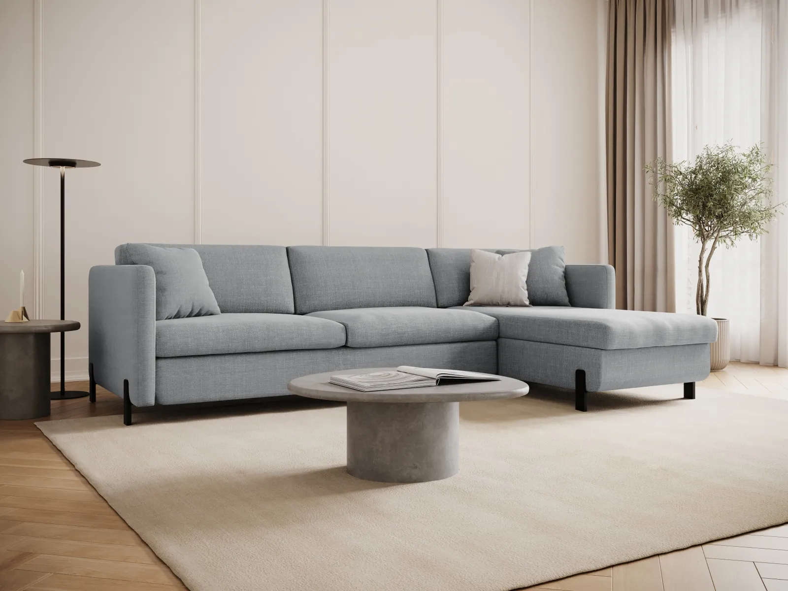 Gloria 4-Sitzer Ecksofa Rechts, ausklappbar, mit Schlaffunktion, mit Bezug aus Samt oder Strukturstoff, 260x170 cm - Image 30