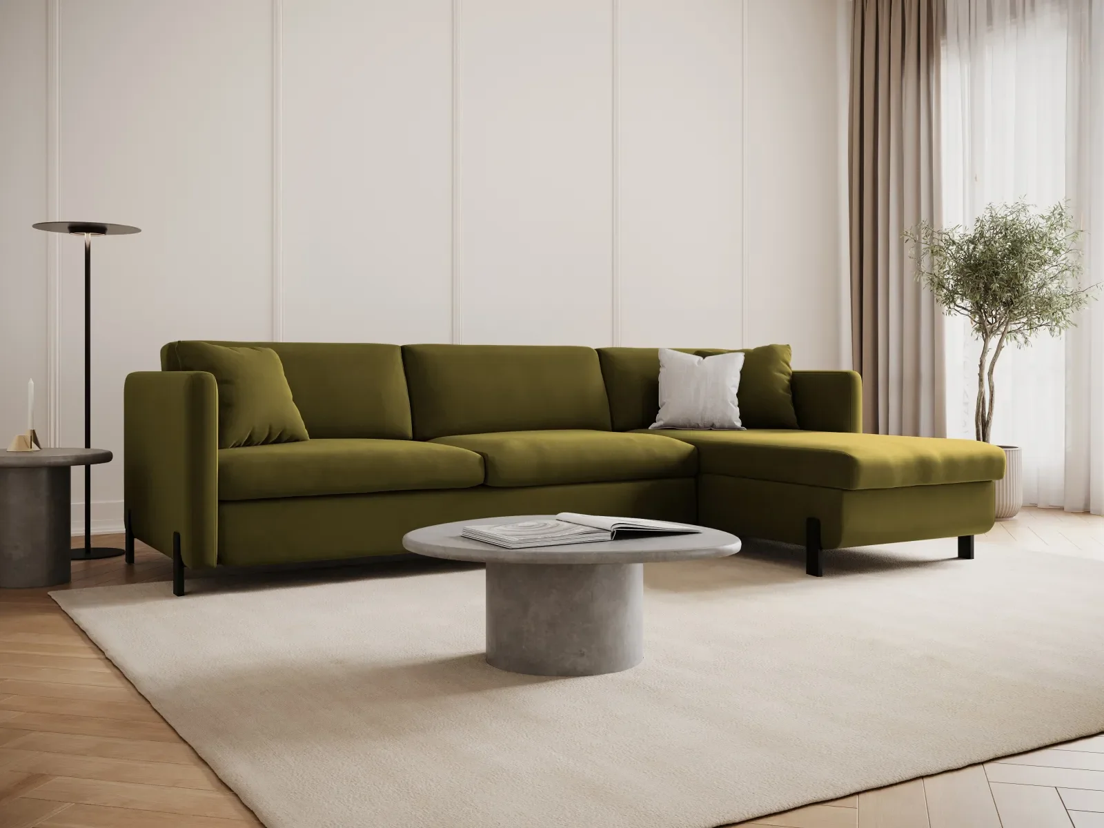 Gloria 4-Sitzer Ecksofa Rechts, ausklappbar, mit Schlaffunktion, mit Bezug aus Samt oder Strukturstoff, 260x170 cm - Image 70