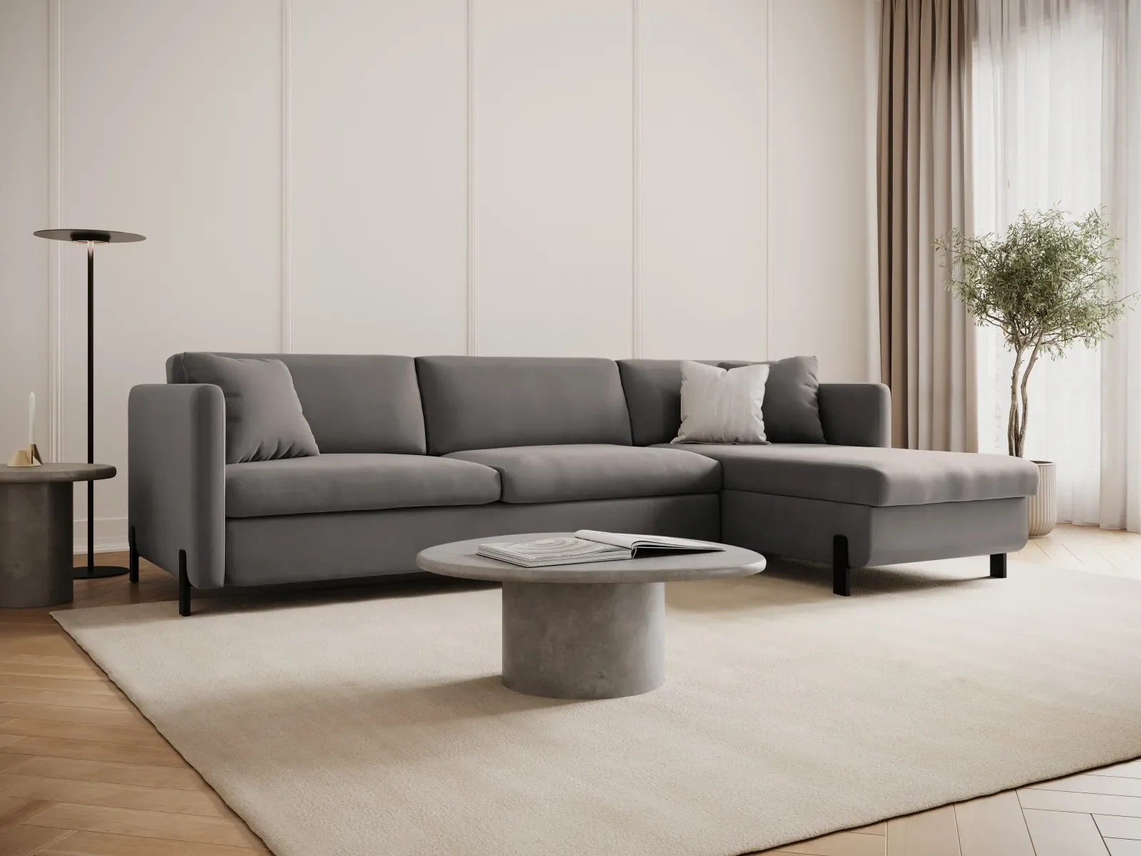 Gloria 4-Sitzer Ecksofa Rechts, ausklappbar, mit Schlaffunktion, mit Bezug aus Samt oder Strukturstoff, 260x170 cm - Image 82