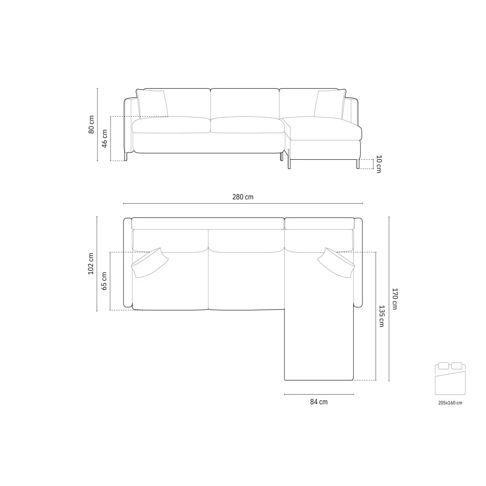 Gloria 4-Sitzer Ecksofa Rechts, ausklappbar, mit Schlaffunktion, mit Bezug aus Samt oder Strukturstoff, 280x170 cm - Image 56