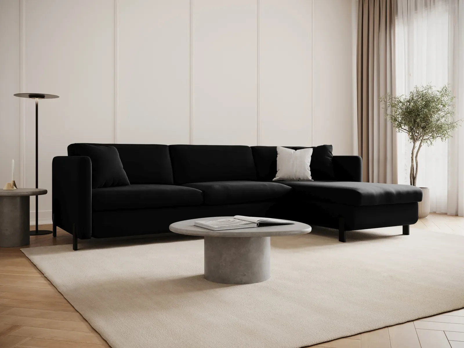 Gloria 4-Sitzer Ecksofa Rechts, ausklappbar, mit Schlaffunktion, mit Bezug aus Samt oder Strukturstoff, 280x170 cm - Image 88