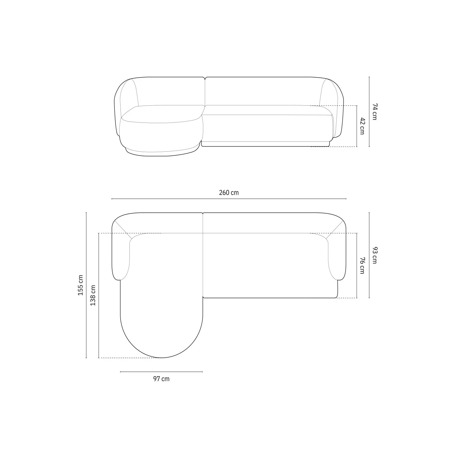 Gomera 4-Sitzer Ecksofa, Linke Seite, aus Samt, 260x155x74 cm - Image 32