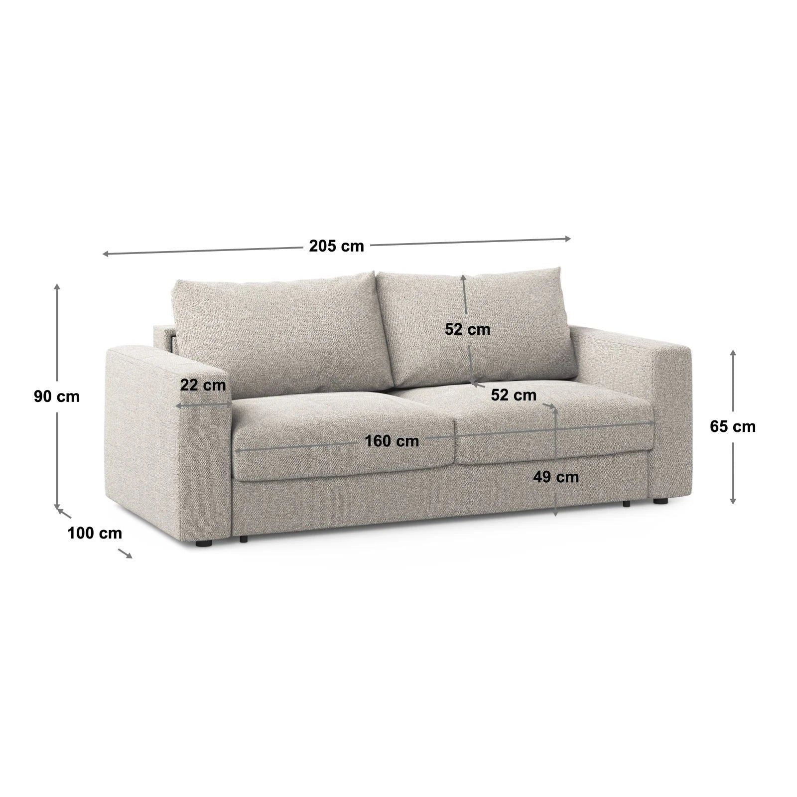Grena 3-Sitzer Sofa mit Schlaffunktion, ausklappbar, aus Samt oder Strukturstoff, 205x100 cm - Image 68