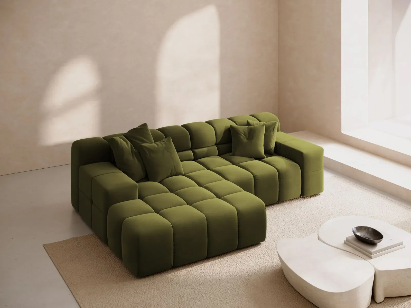 Hawaii 2-Sitzer Ecksofa, Linke Seite, aus Samt oder Strukturstoff, 240x160 cm - Image 26