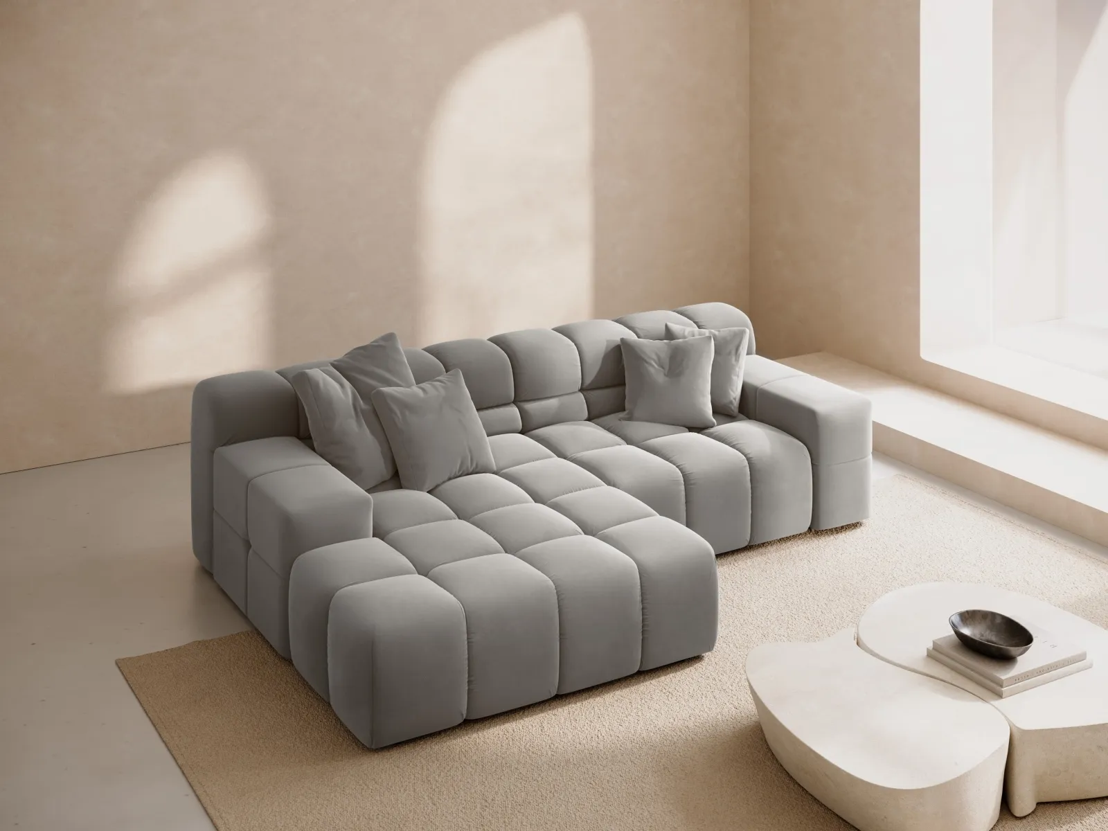 Hawaii 2-Sitzer Ecksofa, Linke Seite, aus Samt oder Strukturstoff, 240x160 cm - Image 32
