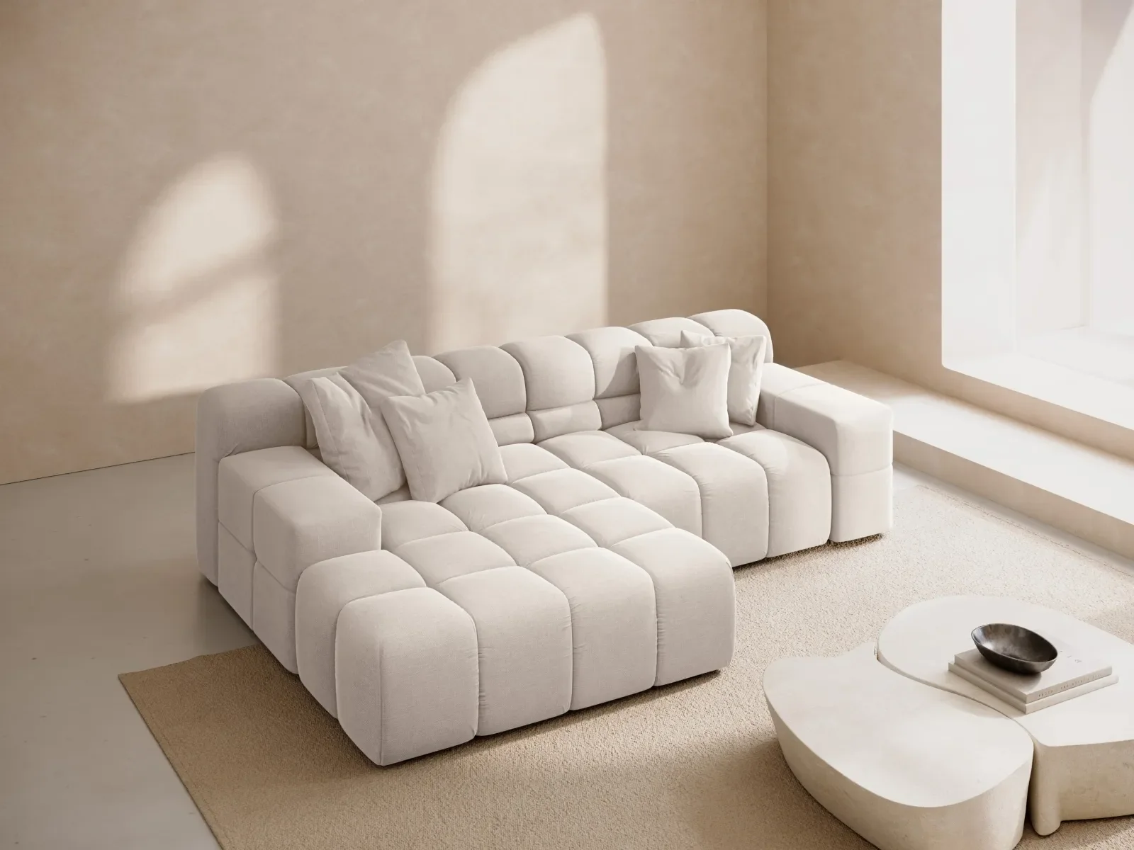 Hawaii 2-Sitzer Ecksofa, Linke Seite, aus Samt oder Strukturstoff, 240x160 cm - Image 38