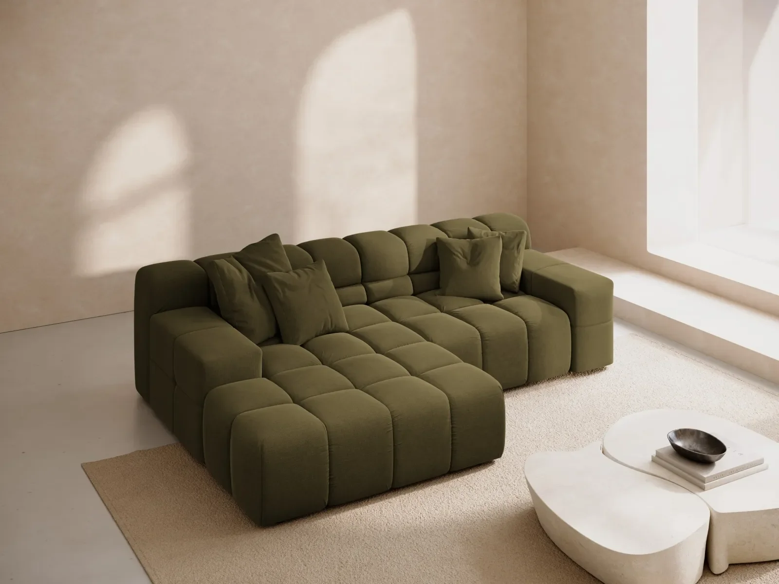 Hawaii 2-Sitzer Ecksofa, Linke Seite, aus Samt oder Strukturstoff, 240x160 cm - Image 50
