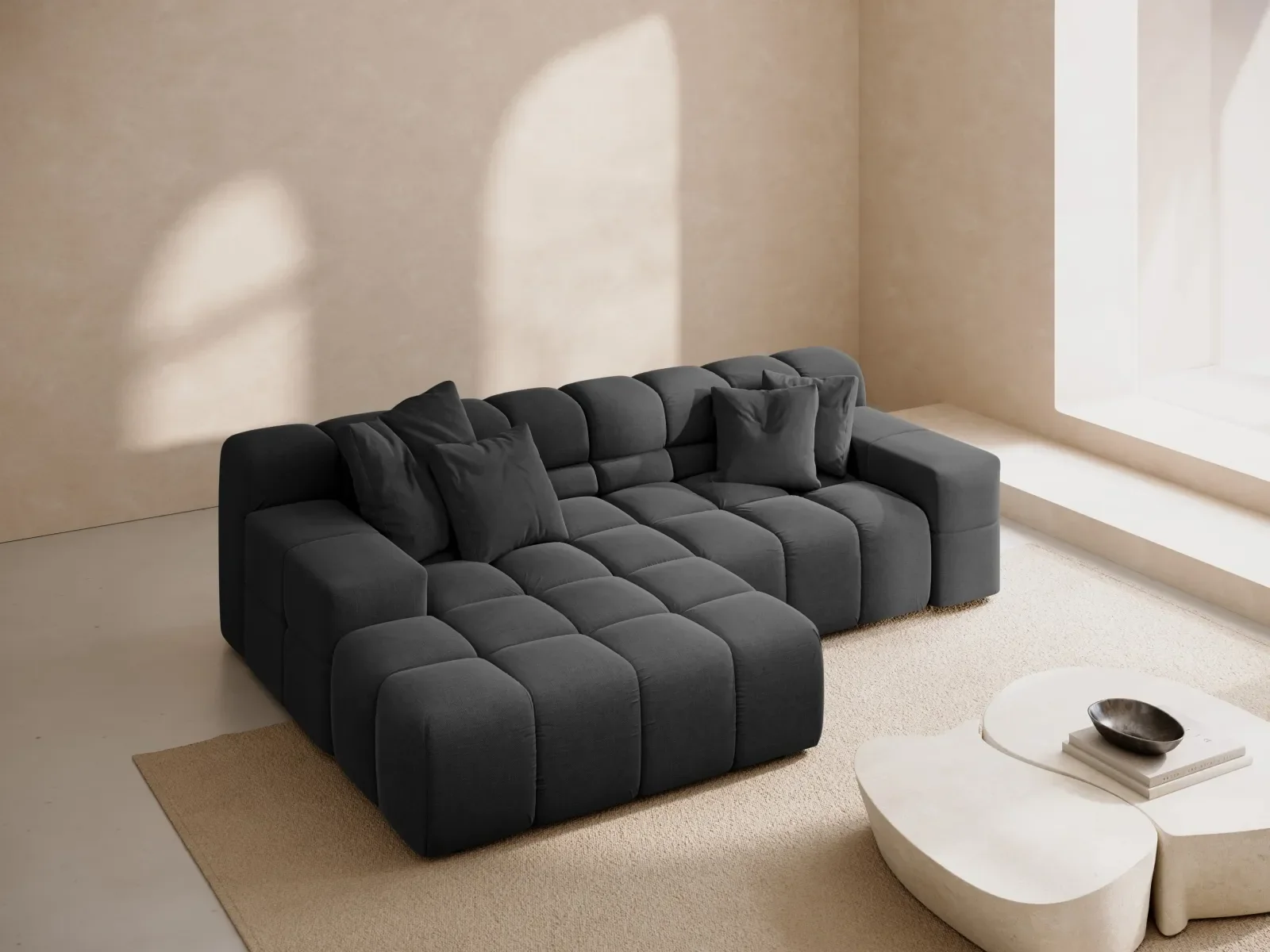 Hawaii 2-Sitzer Ecksofa, Linke Seite, aus Samt oder Strukturstoff, 240x160 cm - Image 68