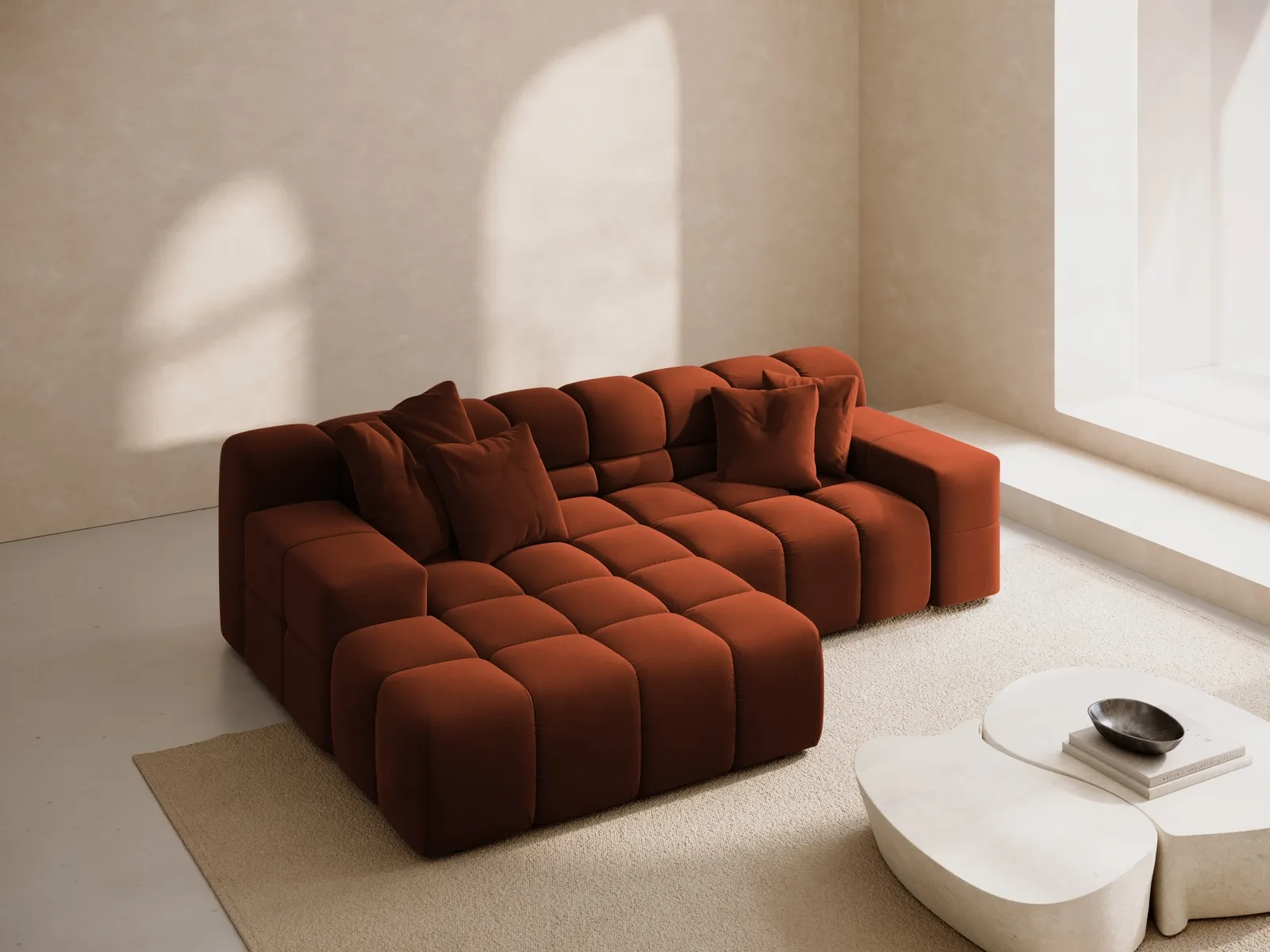 Hawaii 2-Sitzer Ecksofa, Linke Seite, aus Samt oder Strukturstoff, 240x160 cm - Image 8